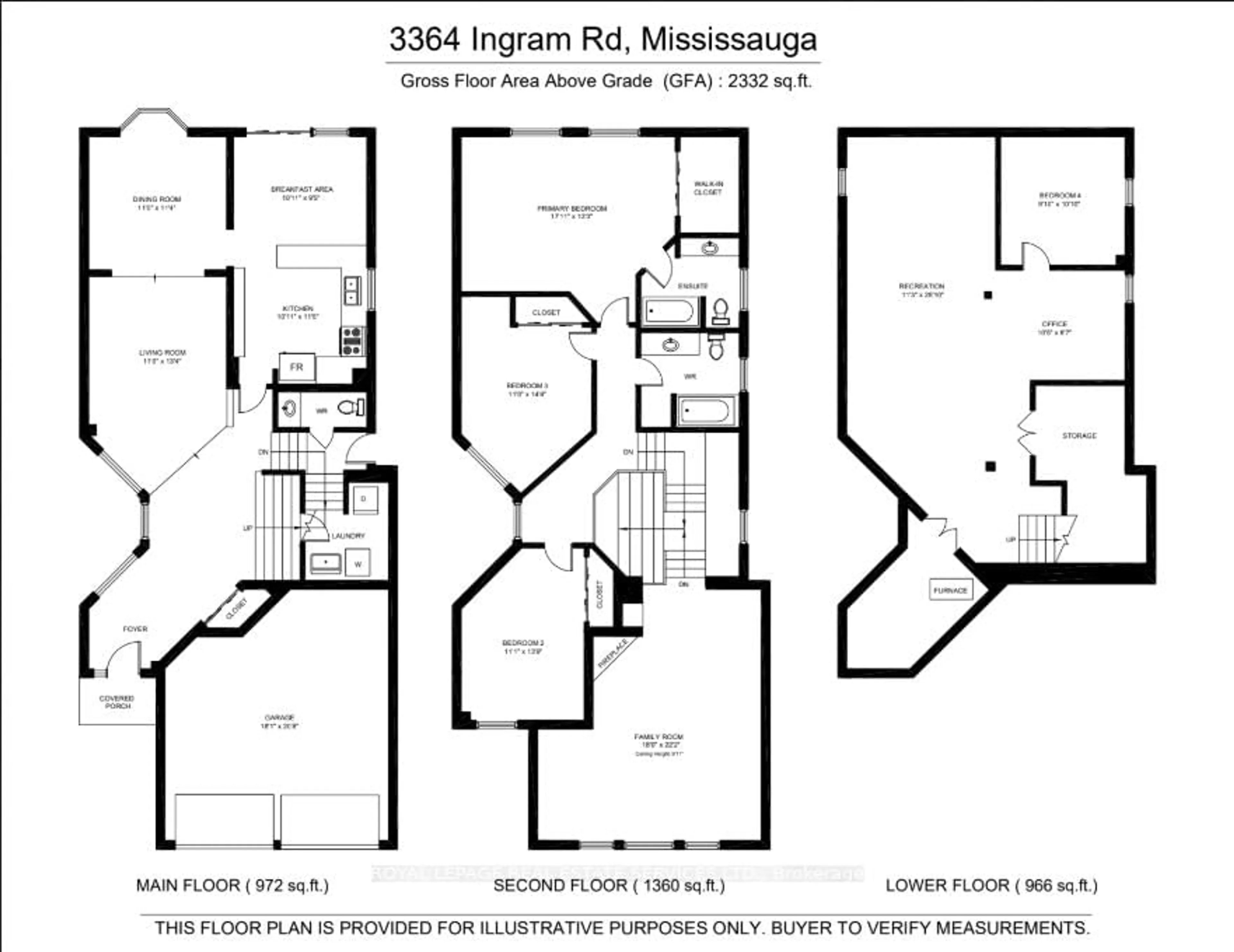 Floor plan for 3364 Ingram Rd, Mississauga Ontario L5L 4N4