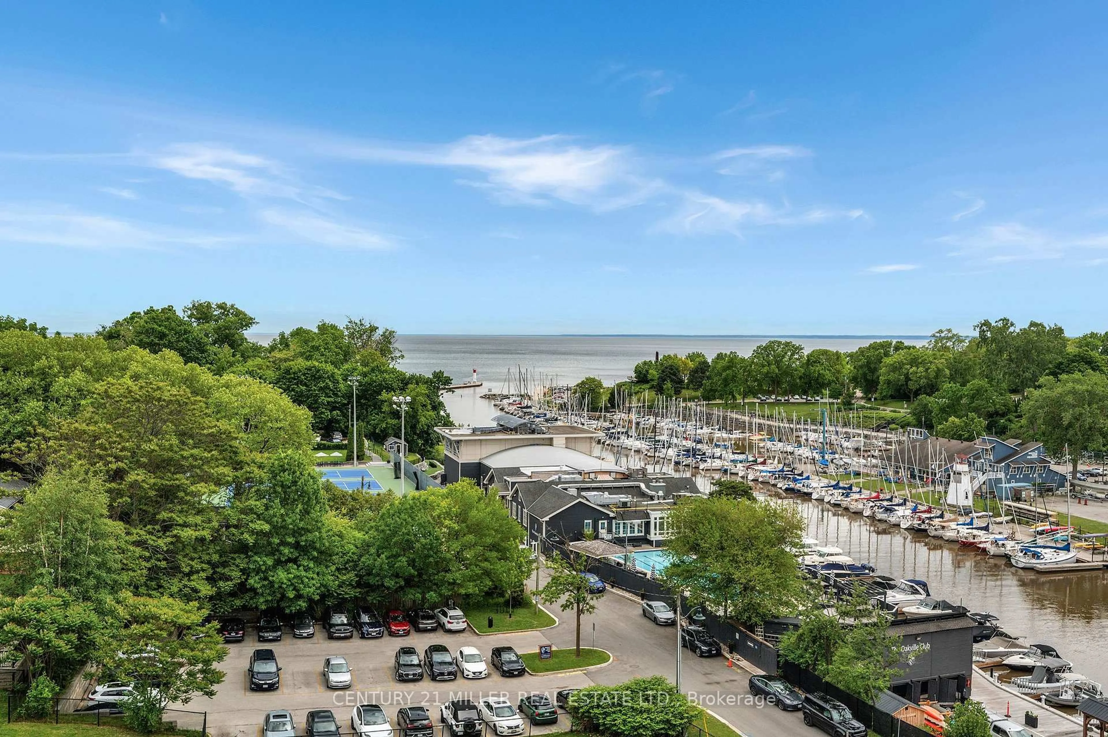 A pic from outside/outdoor area/front of a property/back of a property/a pic from drone, water/lake/river/ocean view for 100 Lakeshore Rd #1105, Oakville Ontario L6J 6M9