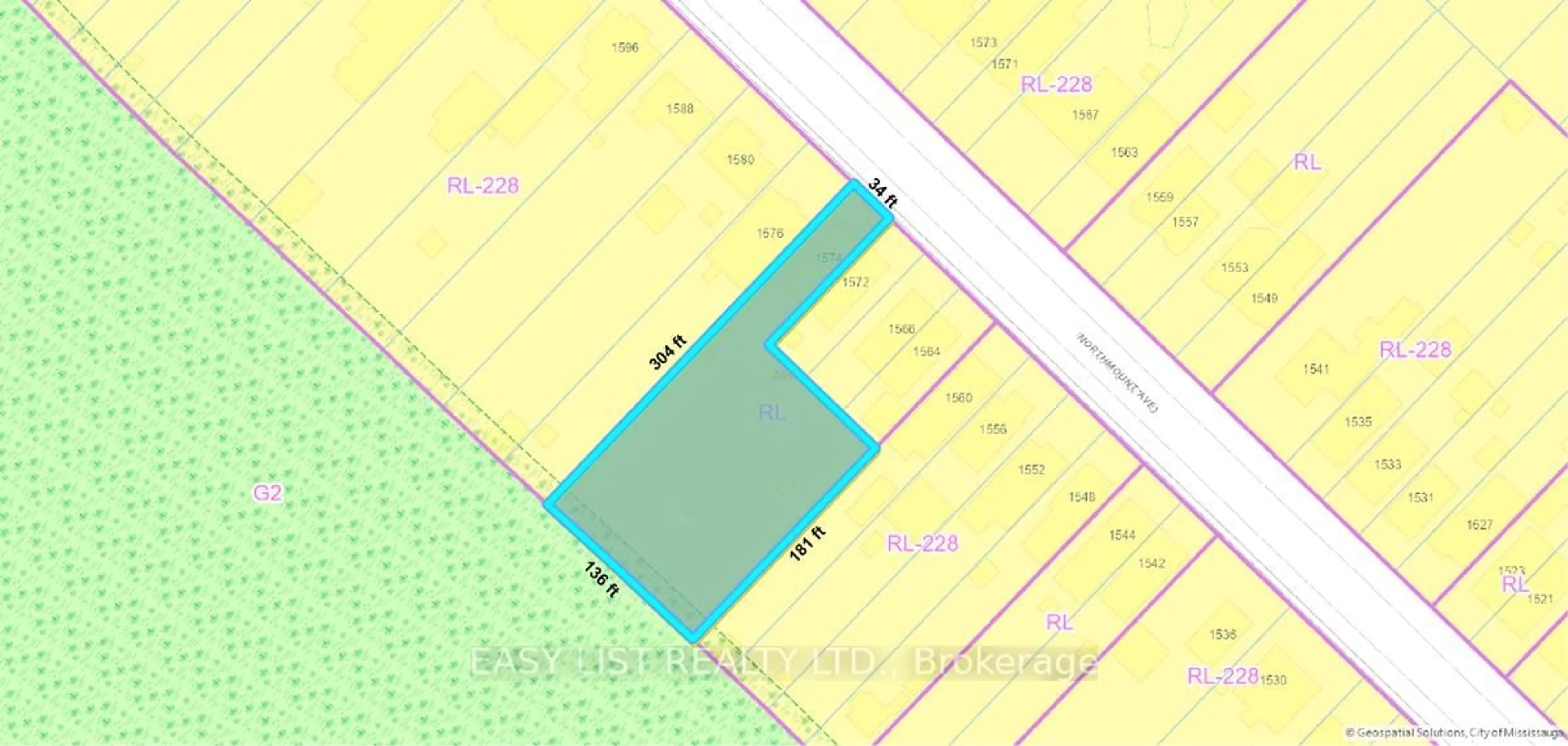 Picture of a map for 1574 Northmount Ave, Mississauga Ontario L5E 1Z1