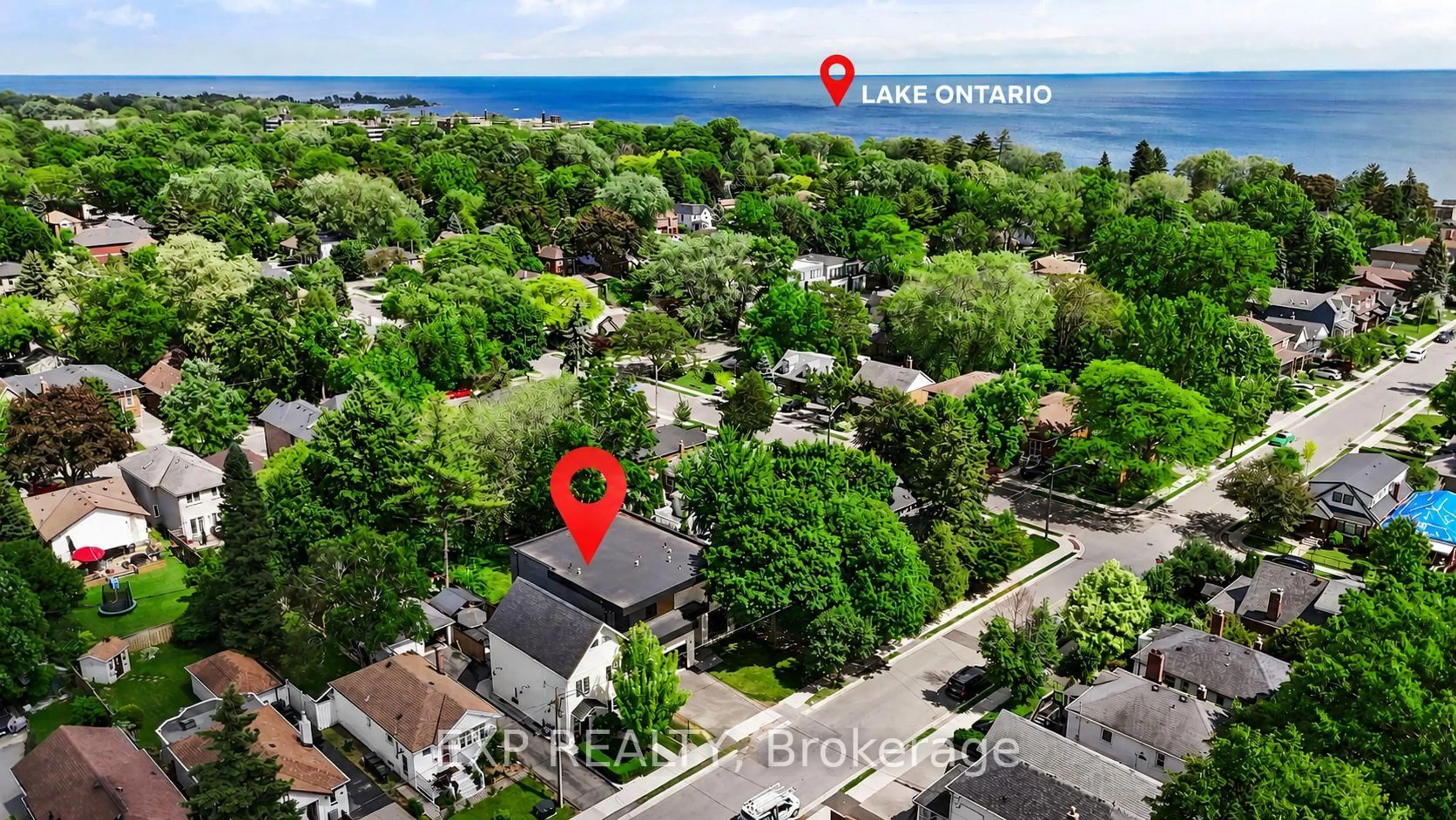A pic from outside/outdoor area/front of a property/back of a property/a pic from drone, water/lake/river/ocean view for 51 Thirty Ninth St, Toronto Ontario M8W 3M6