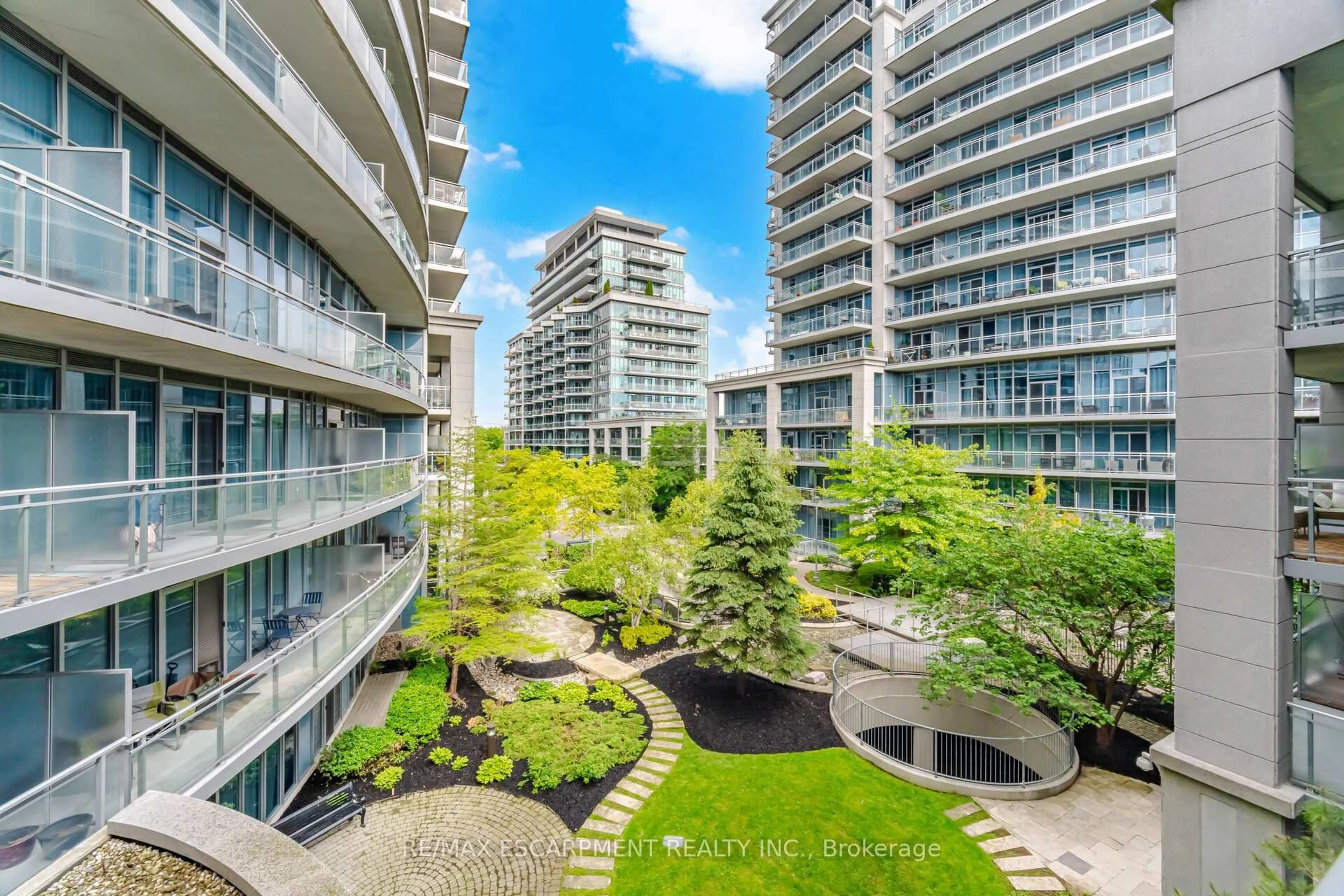A pic from outside/outdoor area/front of a property/back of a property/a pic from drone, city buildings view from balcony for 58 Marine Parade Dr #330, Toronto Ontario M8V 4G1