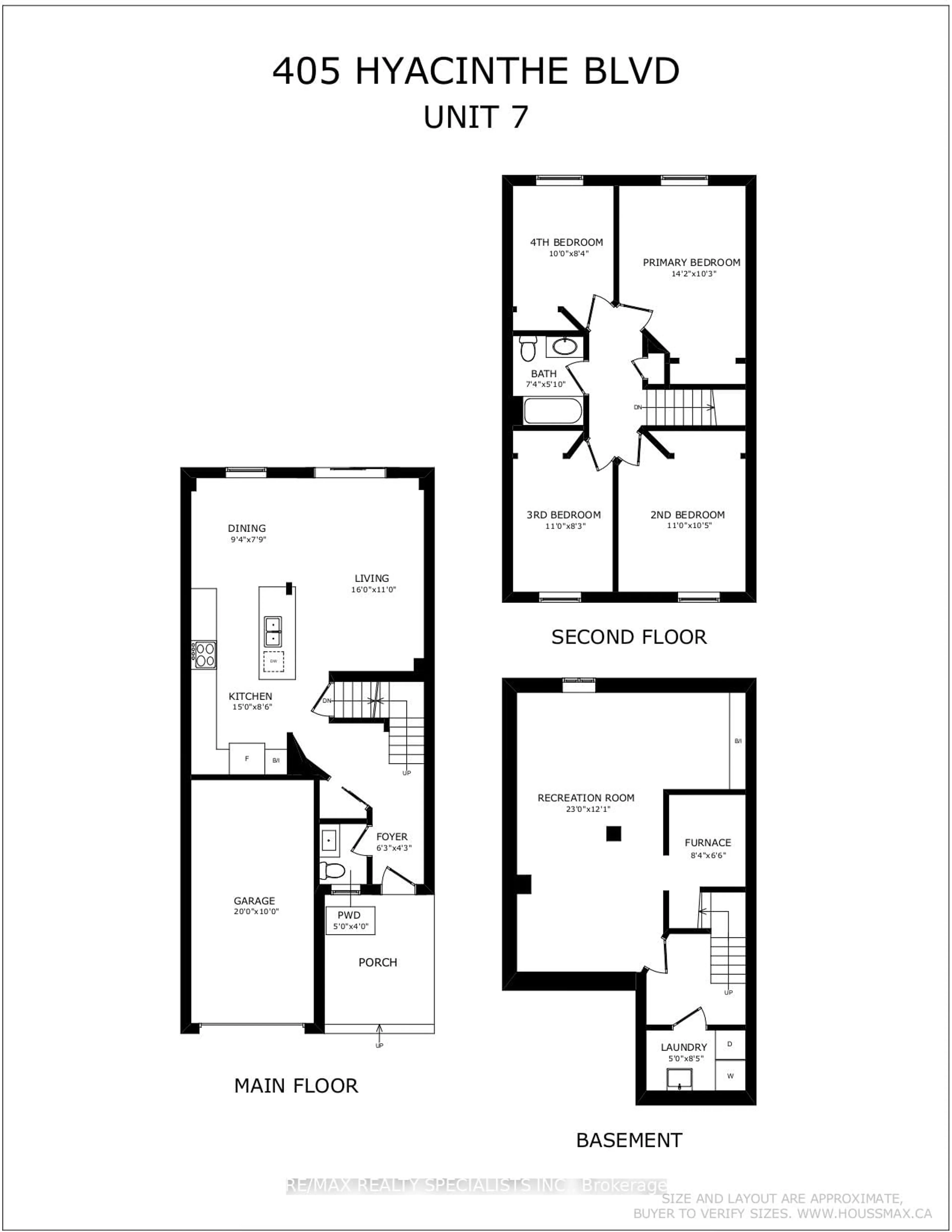 Floor plan for 405 Hyacinthe Blvd #7, Mississauga Ontario L5A 3N1