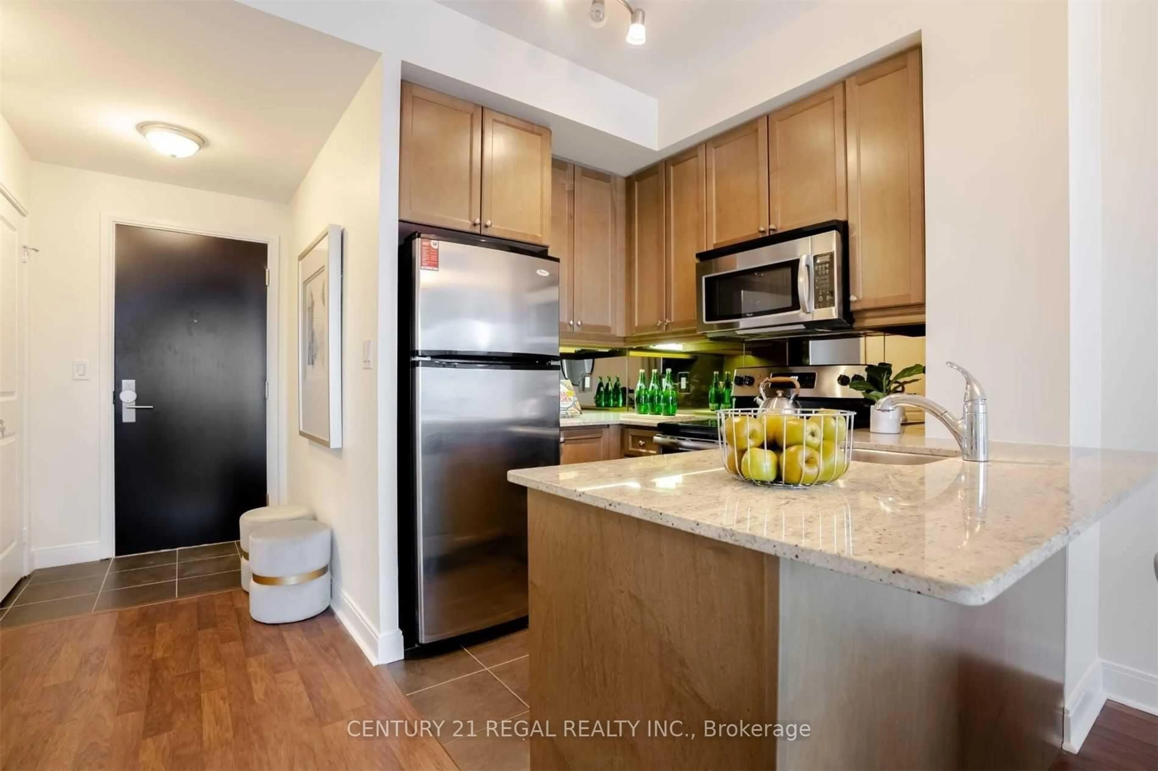 Standard kitchen, wood/laminate floor for 50 Absolute Ave #3101, Mississauga Ontario L4Z 0A8