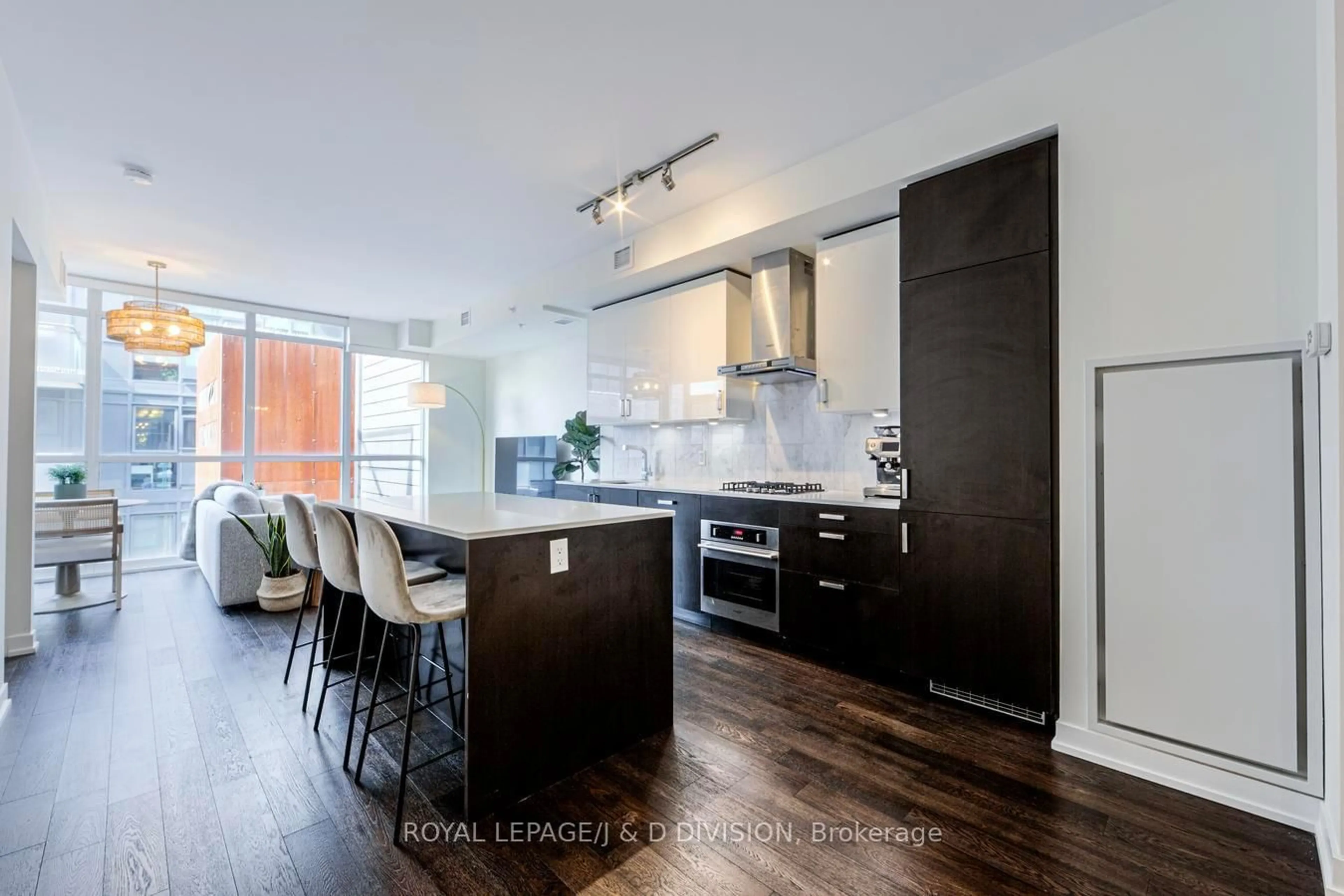 Open concept kitchen, wood/laminate floor for 36 Howard Park Ave #503, Toronto Ontario M6R 0A5