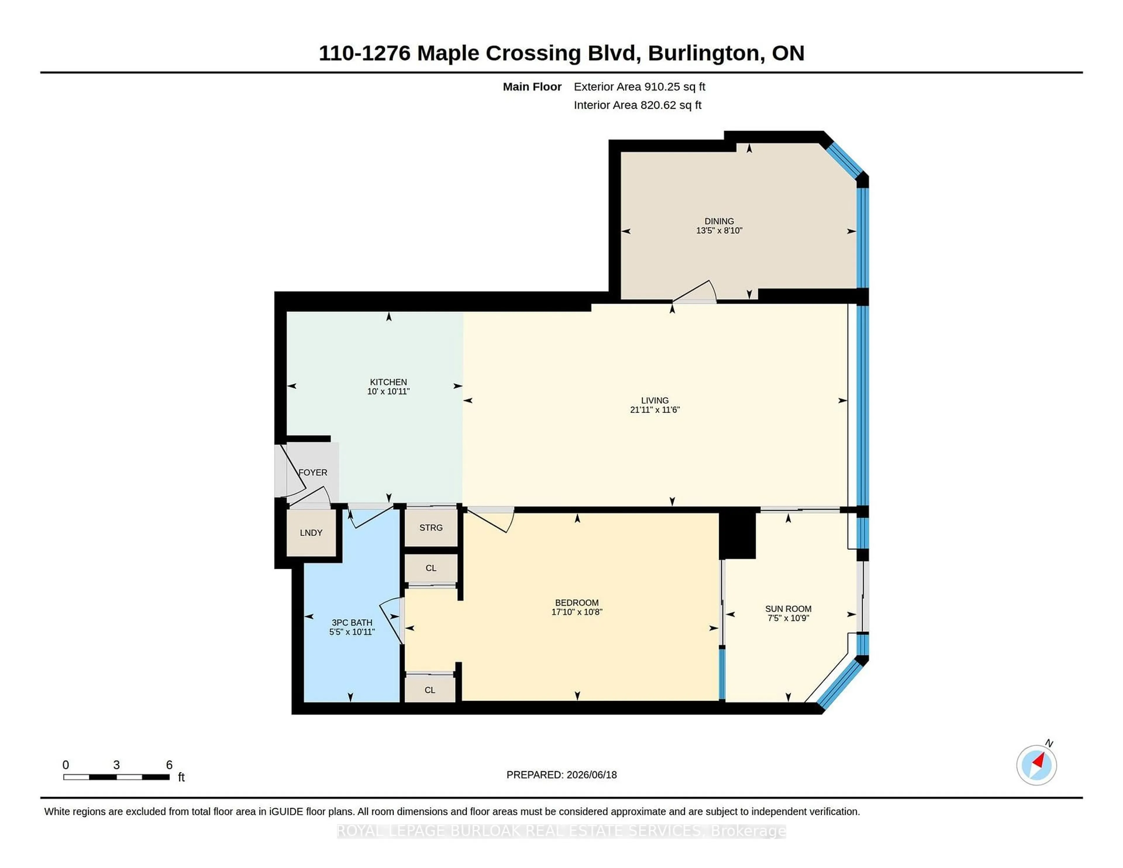 Floor plan for 1276 Maple Crossing Blvd #110, Burlington Ontario L7S 2J9
