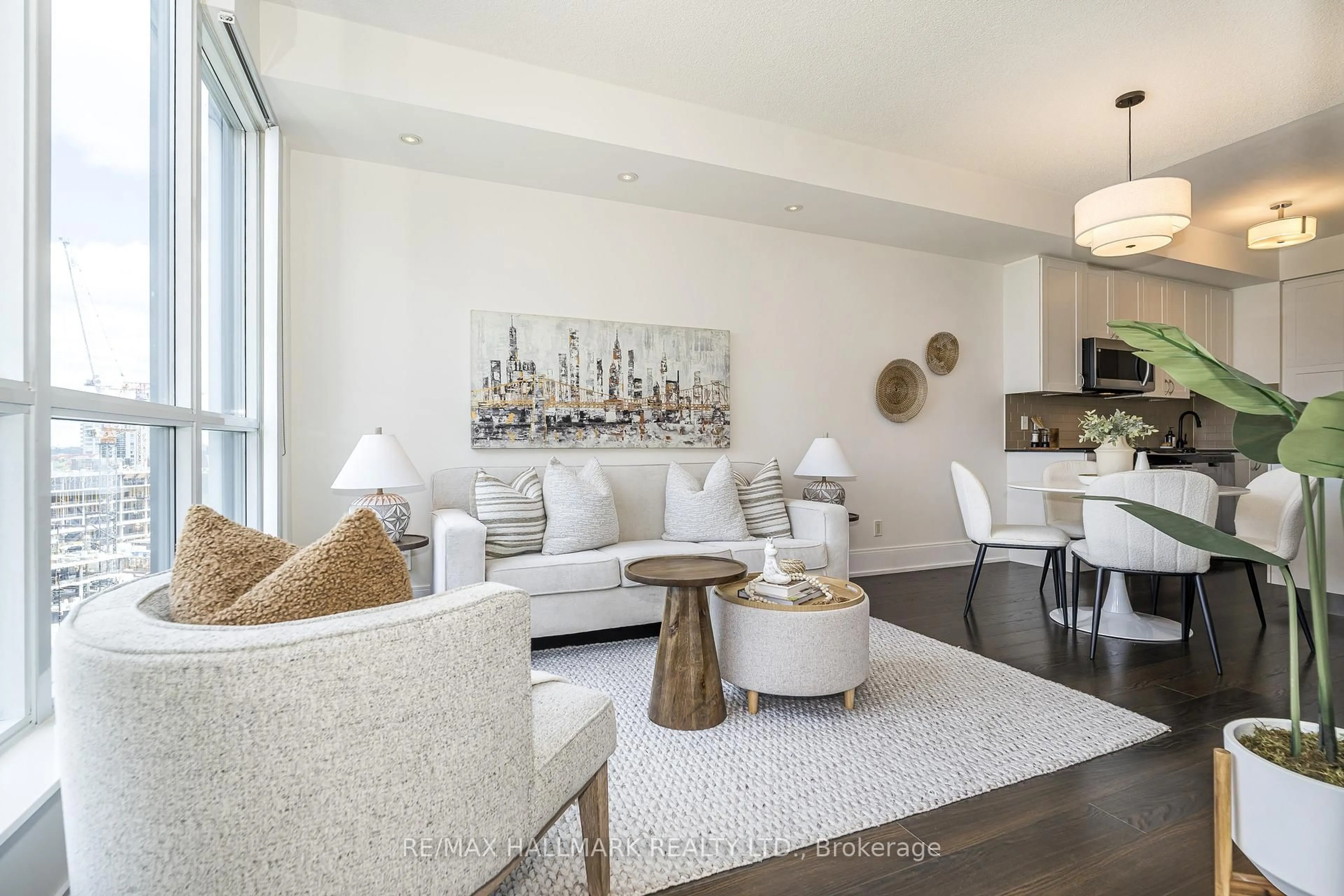 Living room with furniture, unknown for 15 Viking Lane #1206, Toronto Ontario M9B 0A4