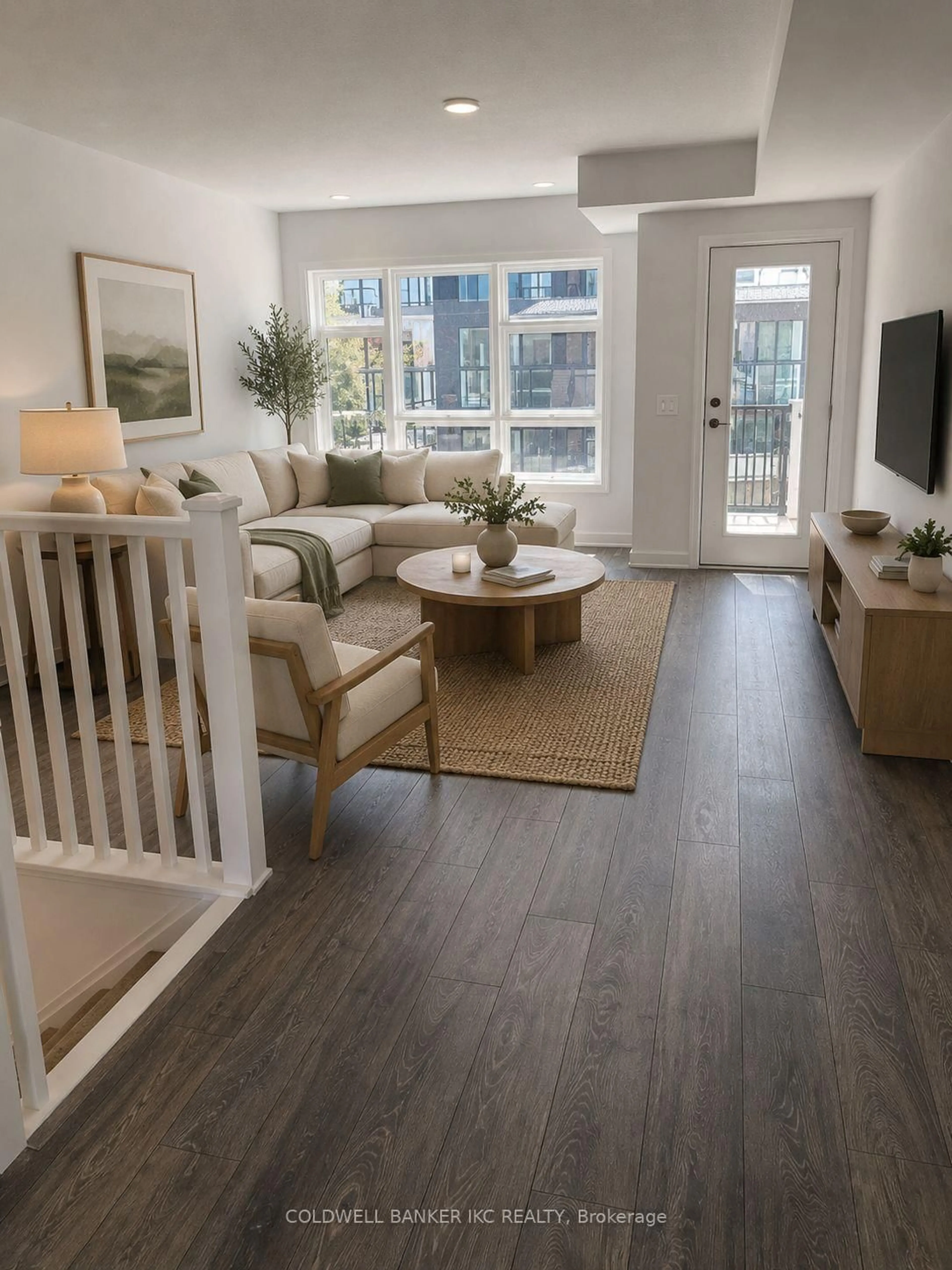 Living room with furniture, wood/laminate floor for 1121 Cooke Blvd #92, Burlington Ontario L7T 0C4