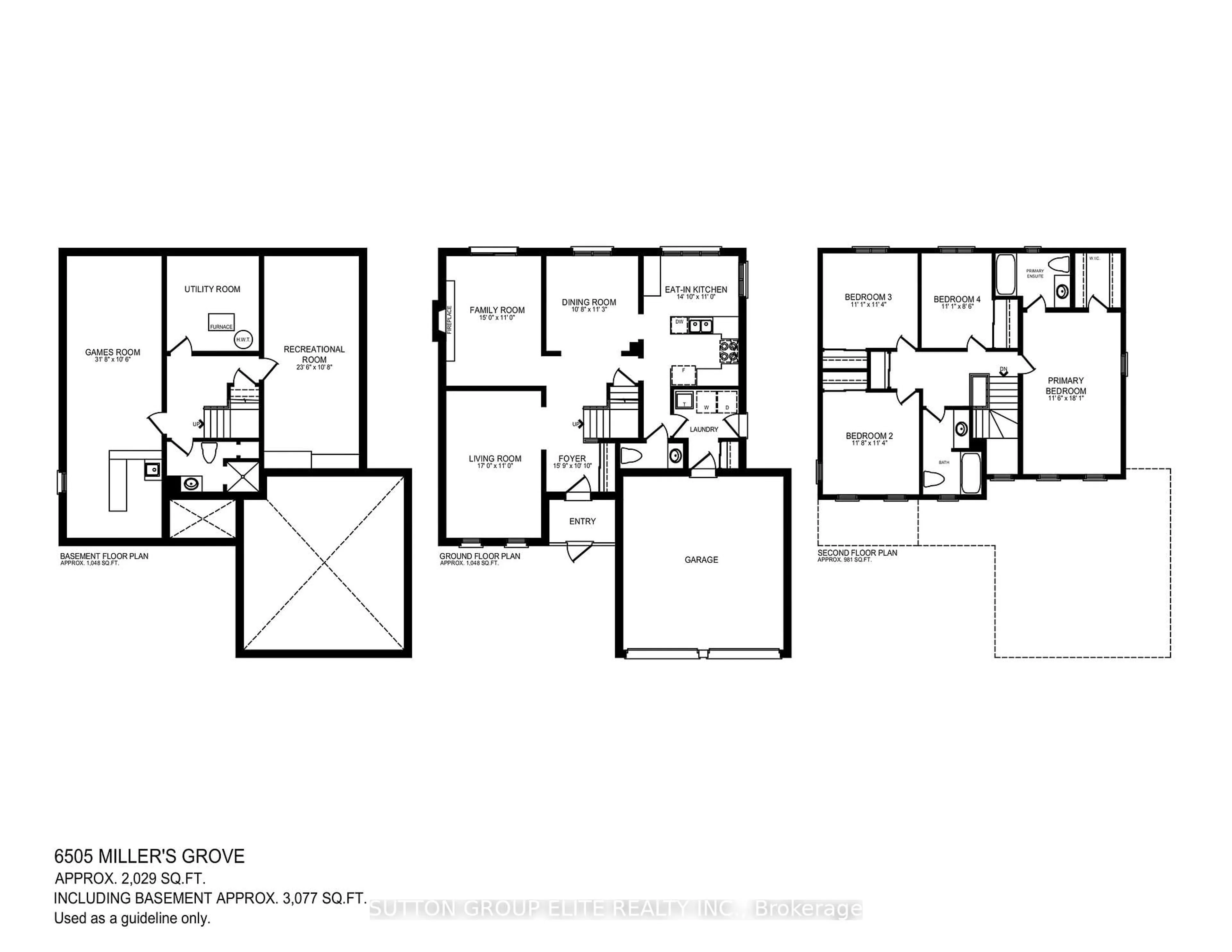 Floor plan for 6505 Miller's Grve, Mississauga Ontario L5N 3E5