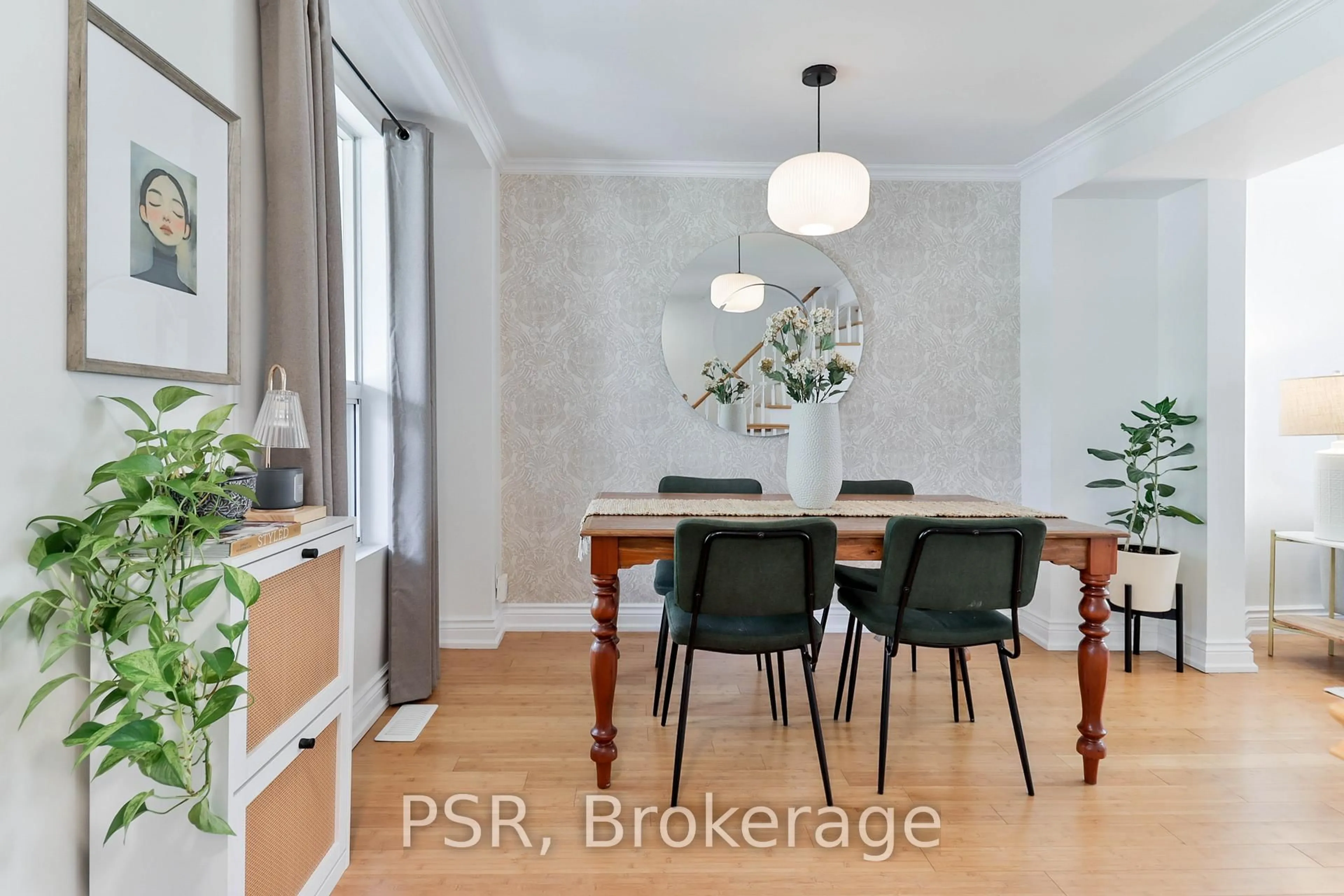 Dining room, wood/laminate floor for 175 Maria St, Toronto Ontario M6P 1W5