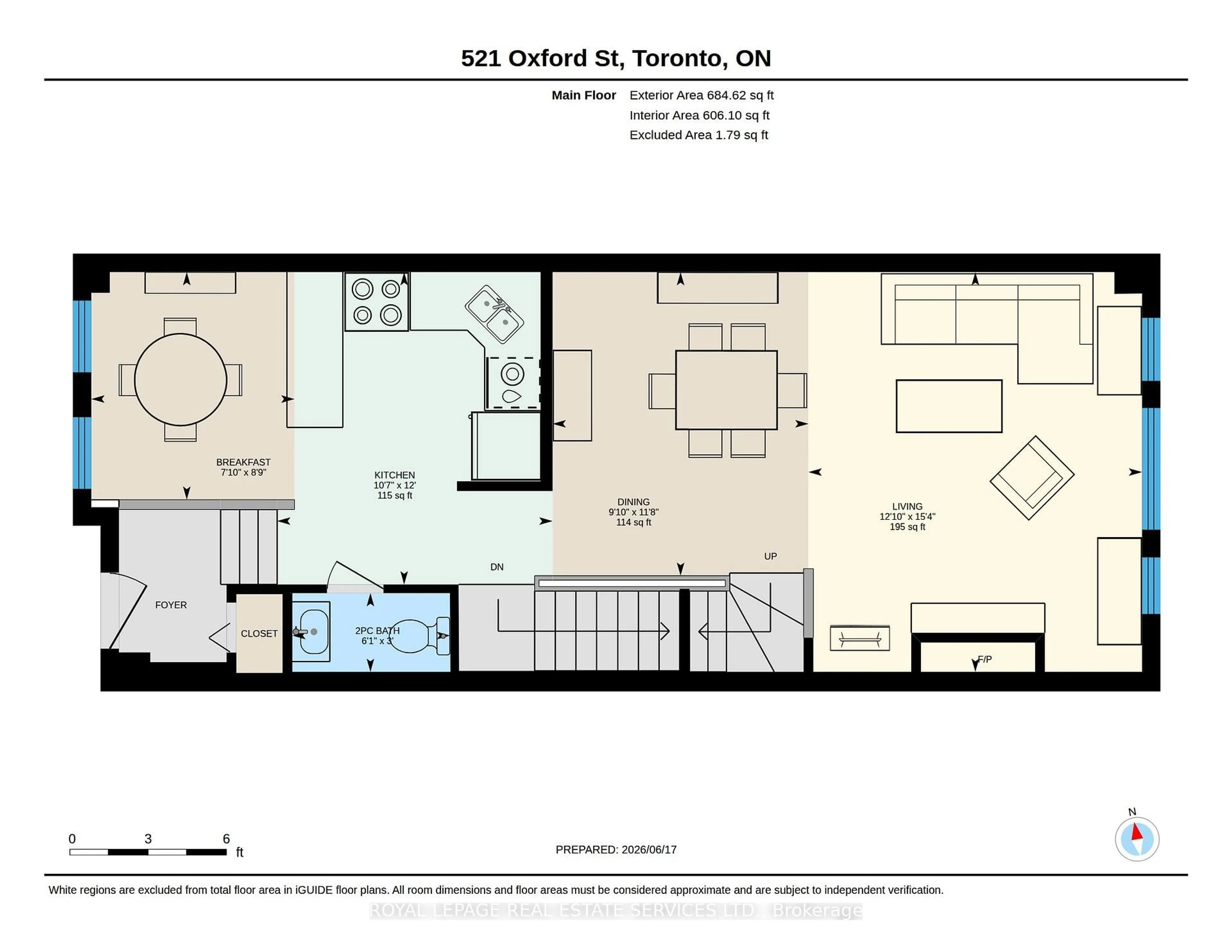 Floor plan for 521 Oxford St, Toronto Ontario M8Y 3Y6