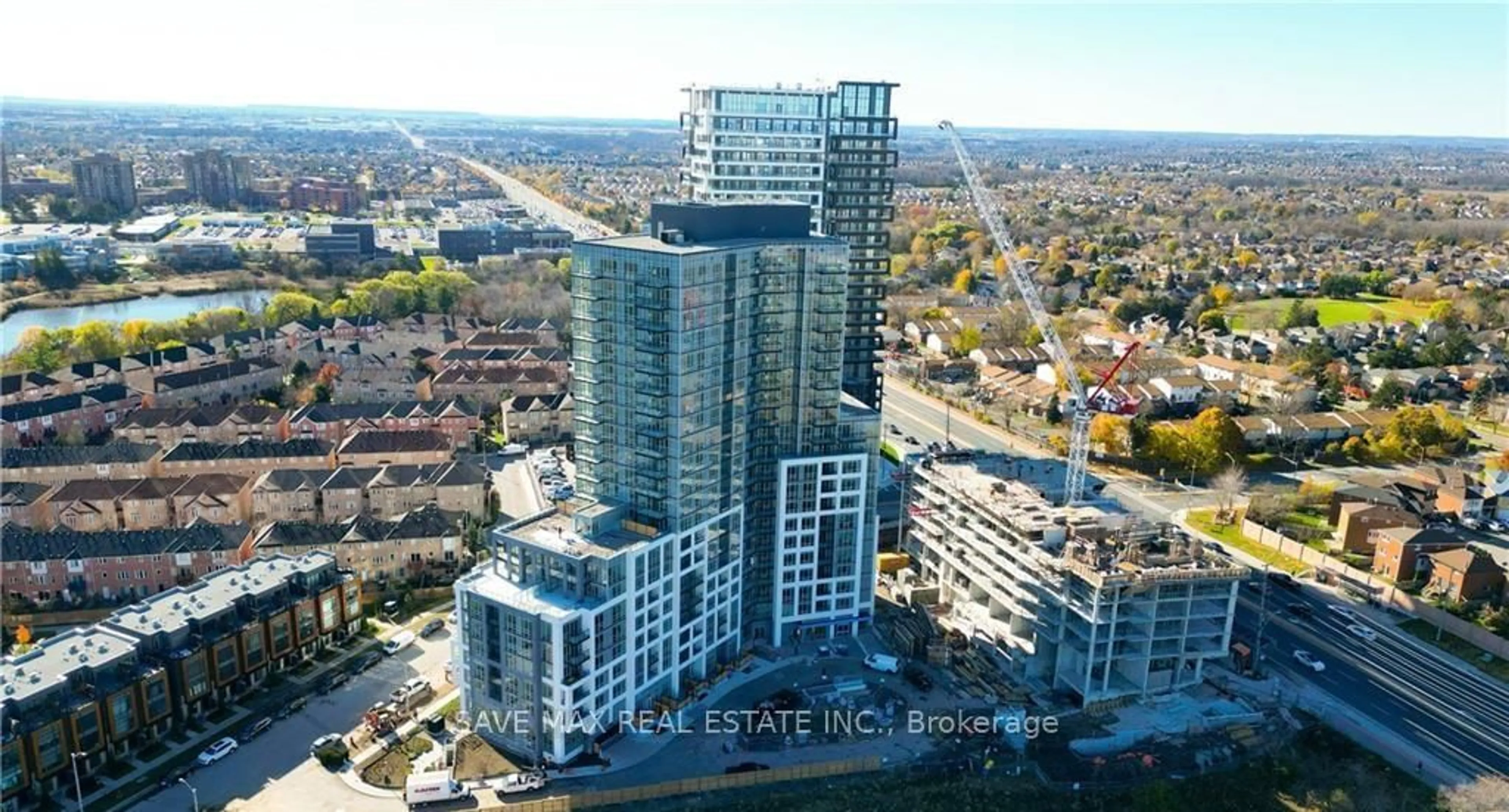 A pic from outside/outdoor area/front of a property/back of a property/a pic from drone, city buildings view from balcony for 225 Malta Ave #421, Brampton Ontario L6Y 6L6