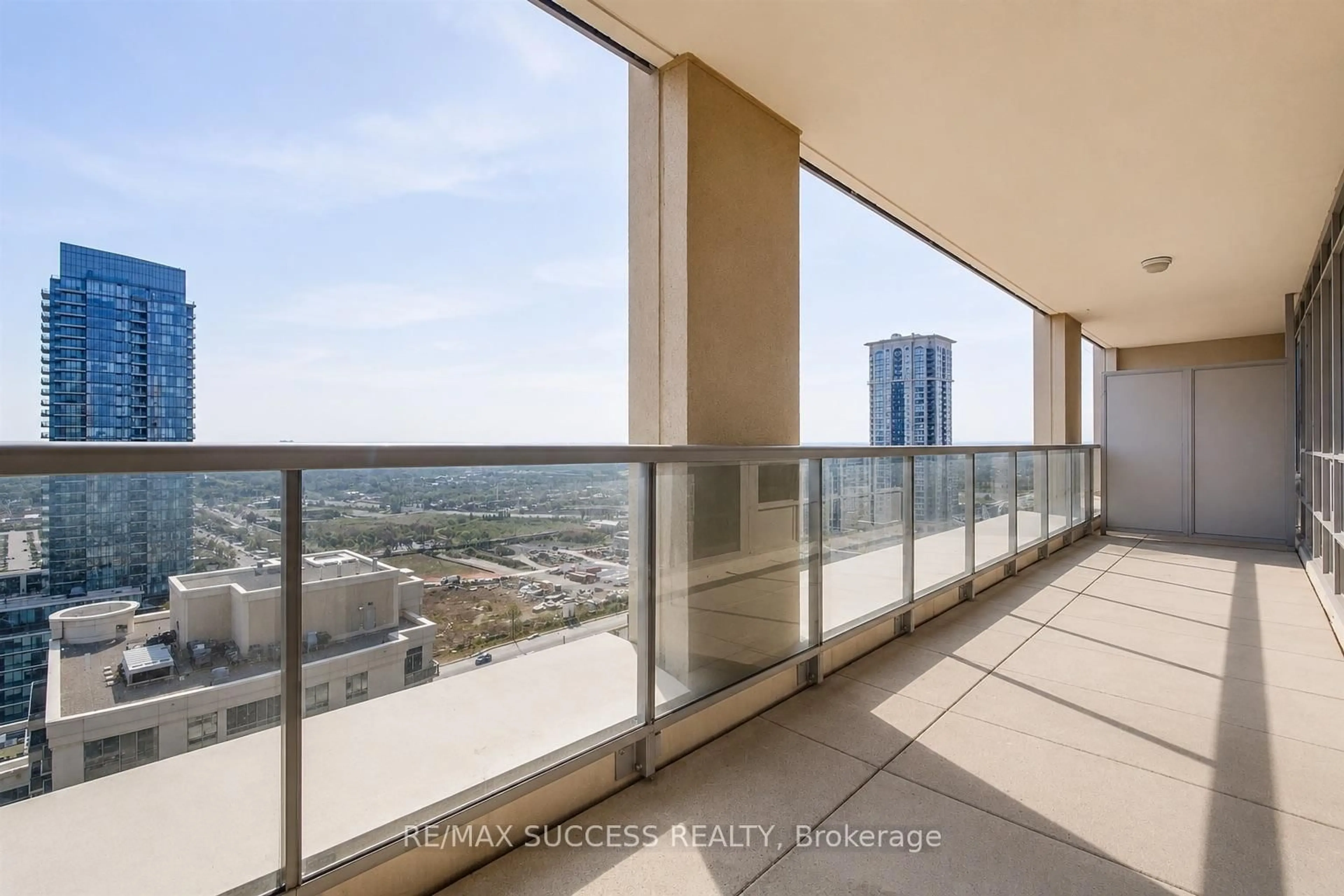 Balcony in the apartment, city buildings view from balcony for 4090 Living Arts Dr #2603, Mississauga Ontario L5B 4M8