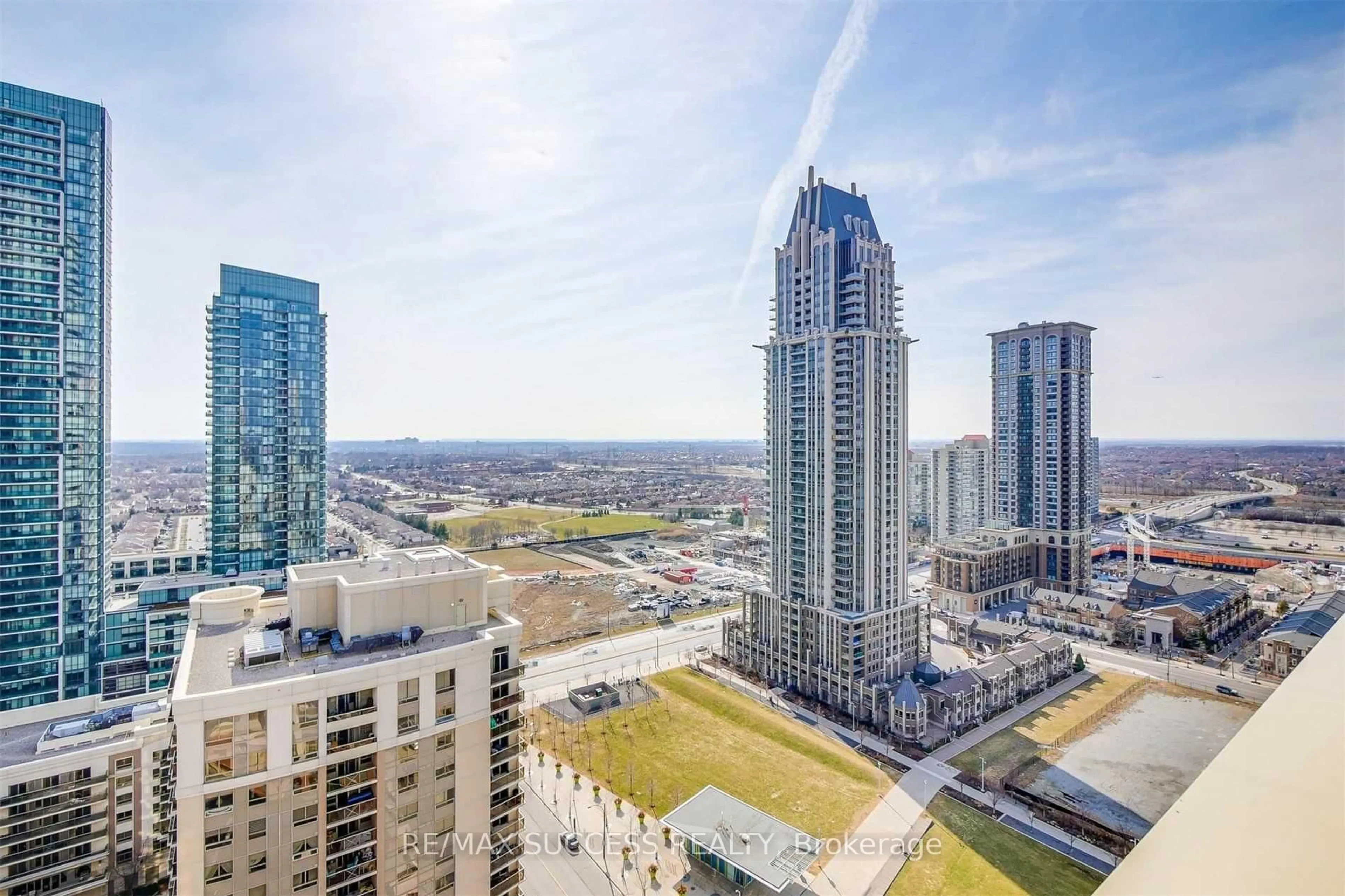 A pic from outside/outdoor area/front of a property/back of a property/a pic from drone, city buildings view from balcony for 4090 Living Arts Dr #2603, Mississauga Ontario L5B 4M8