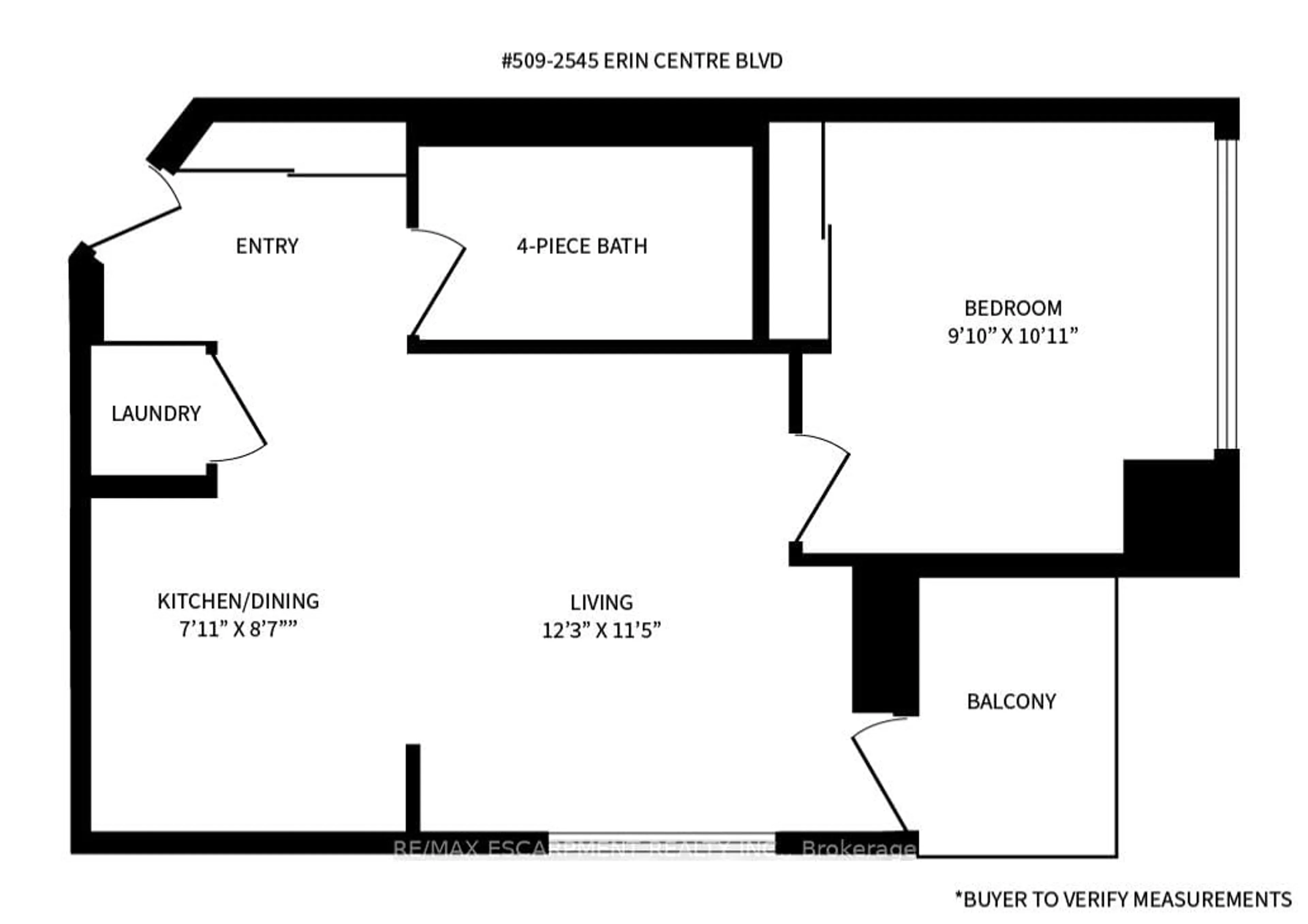 Floor plan for 2545 Erin Centre Blvd #509, Mississauga Ontario L5M 6Z9