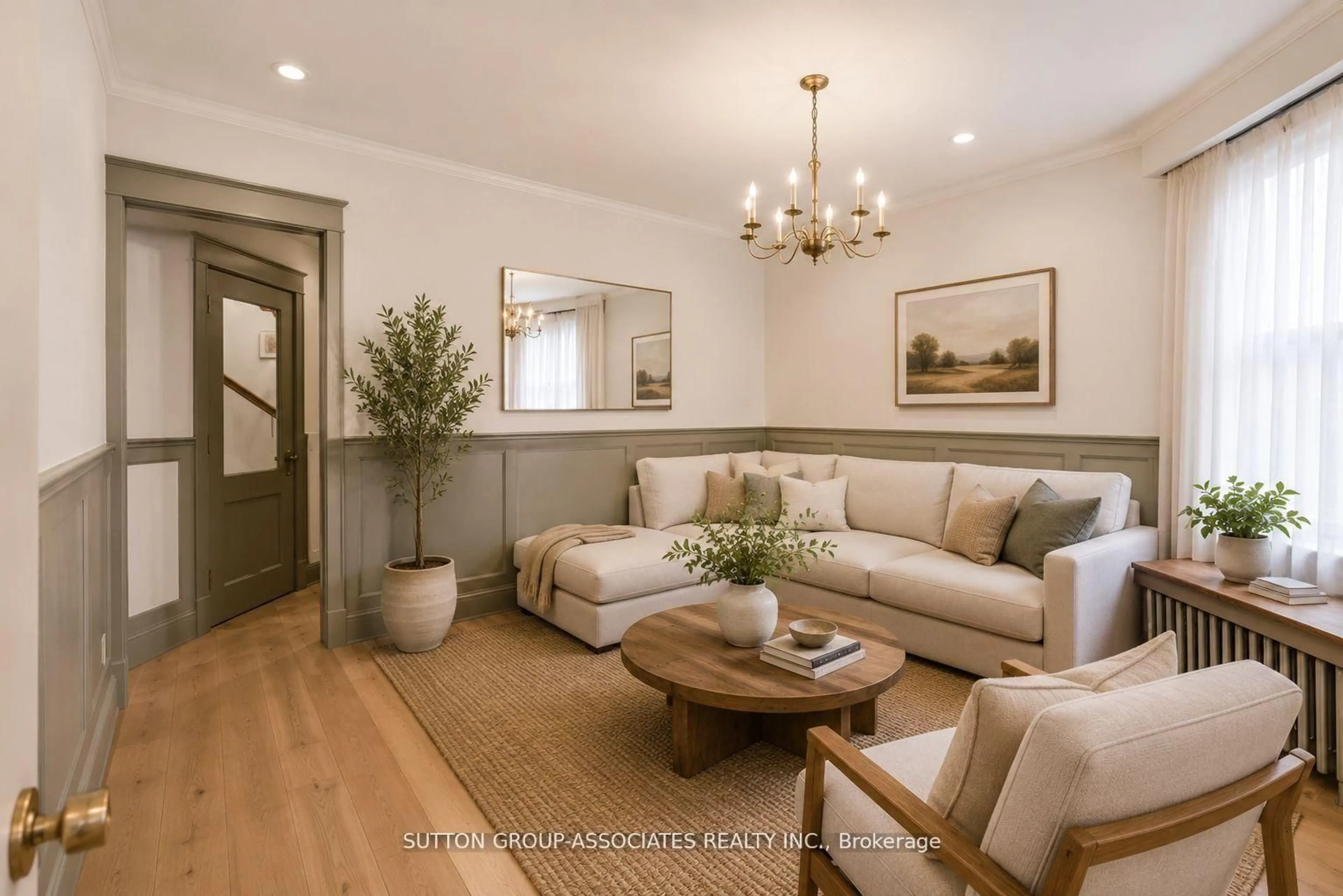 Living room with furniture, wood/laminate floor for 97 Pendrith St, Toronto Ontario M6G 1R8