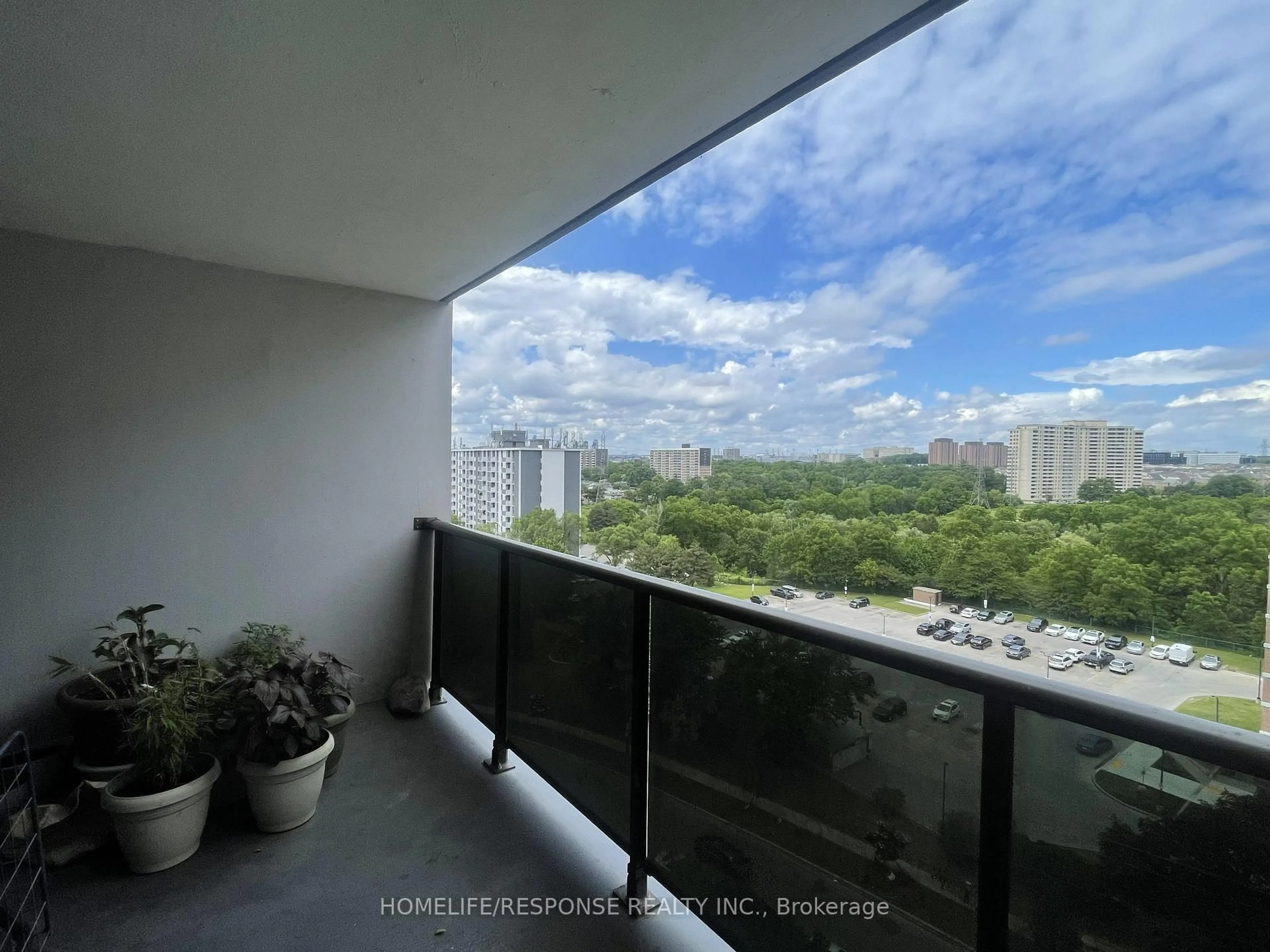 Balcony in the apartment, city buildings view from balcony for 10 TOBERMORY Dr #1203, Toronto Ontario M3N 2Y5