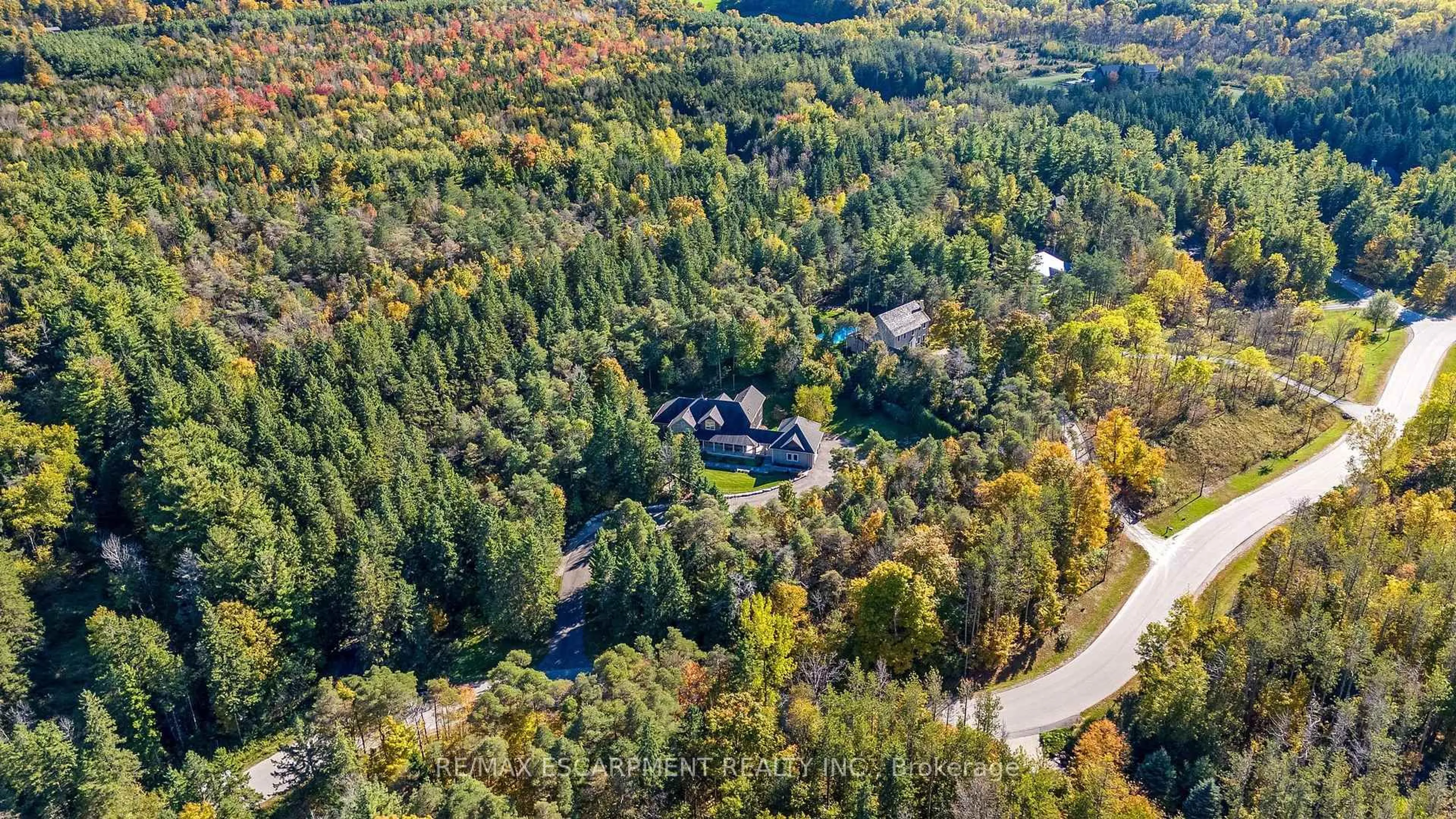 A pic from outside/outdoor area/front of a property/back of a property/a pic from drone, forest/trees view for 4320 Random Acres Rd, Milton Ontario N0B 2K0