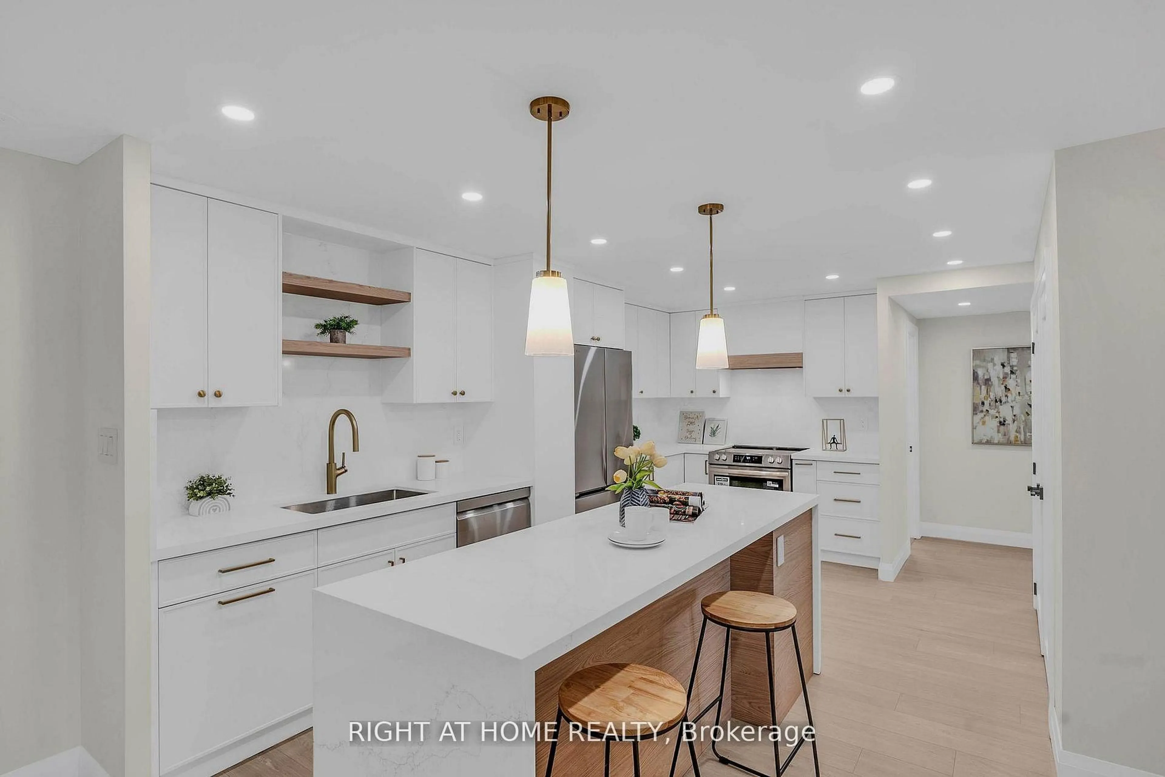 Open concept kitchen, ceramic/tile floor for 812 Burnhamthorpe Rd #609, Toronto Ontario M9C 4W1