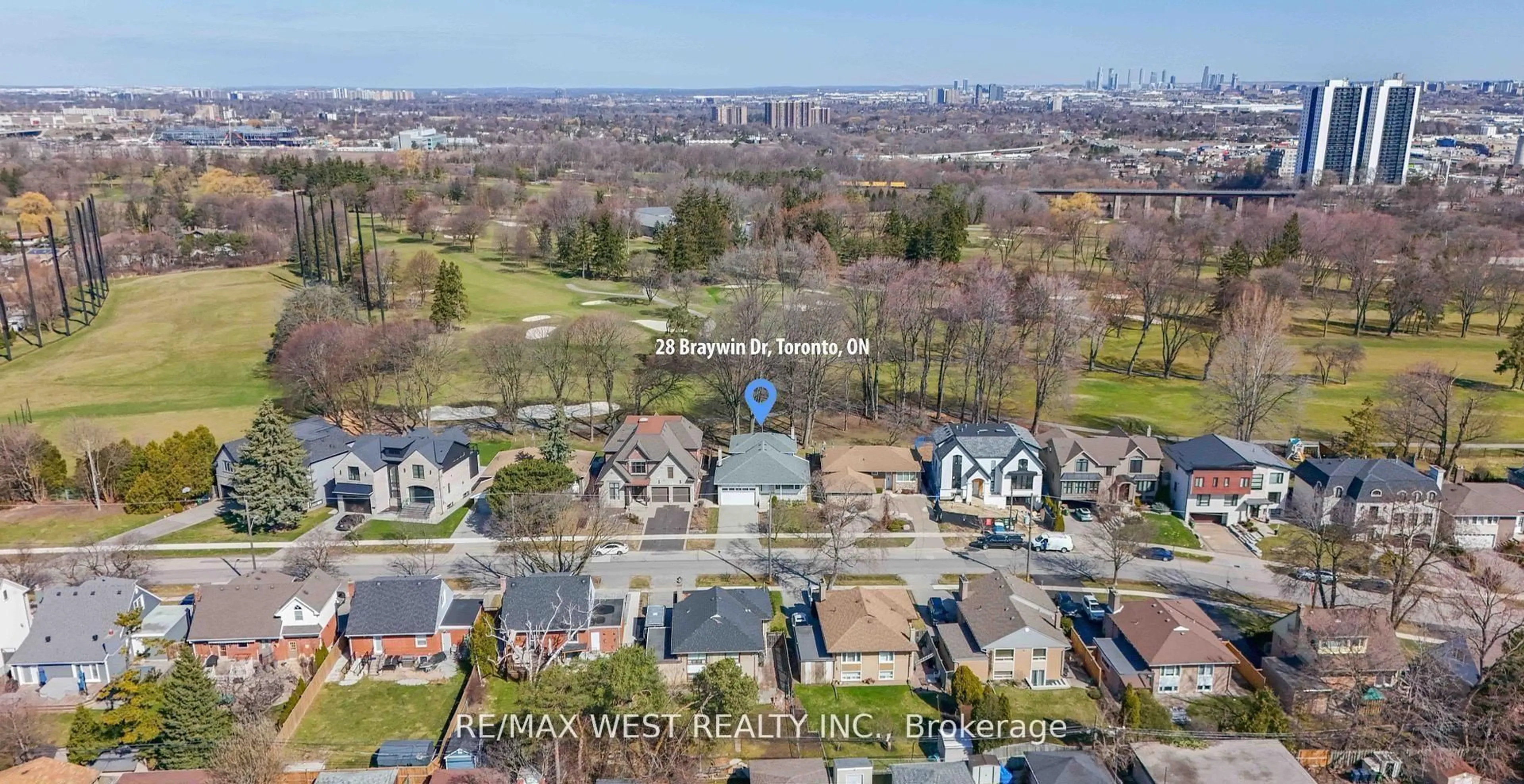 A pic from outside/outdoor area/front of a property/back of a property/a pic from drone, city buildings view from balcony for 28 Braywin Dr, Toronto Ontario M9P 2N9