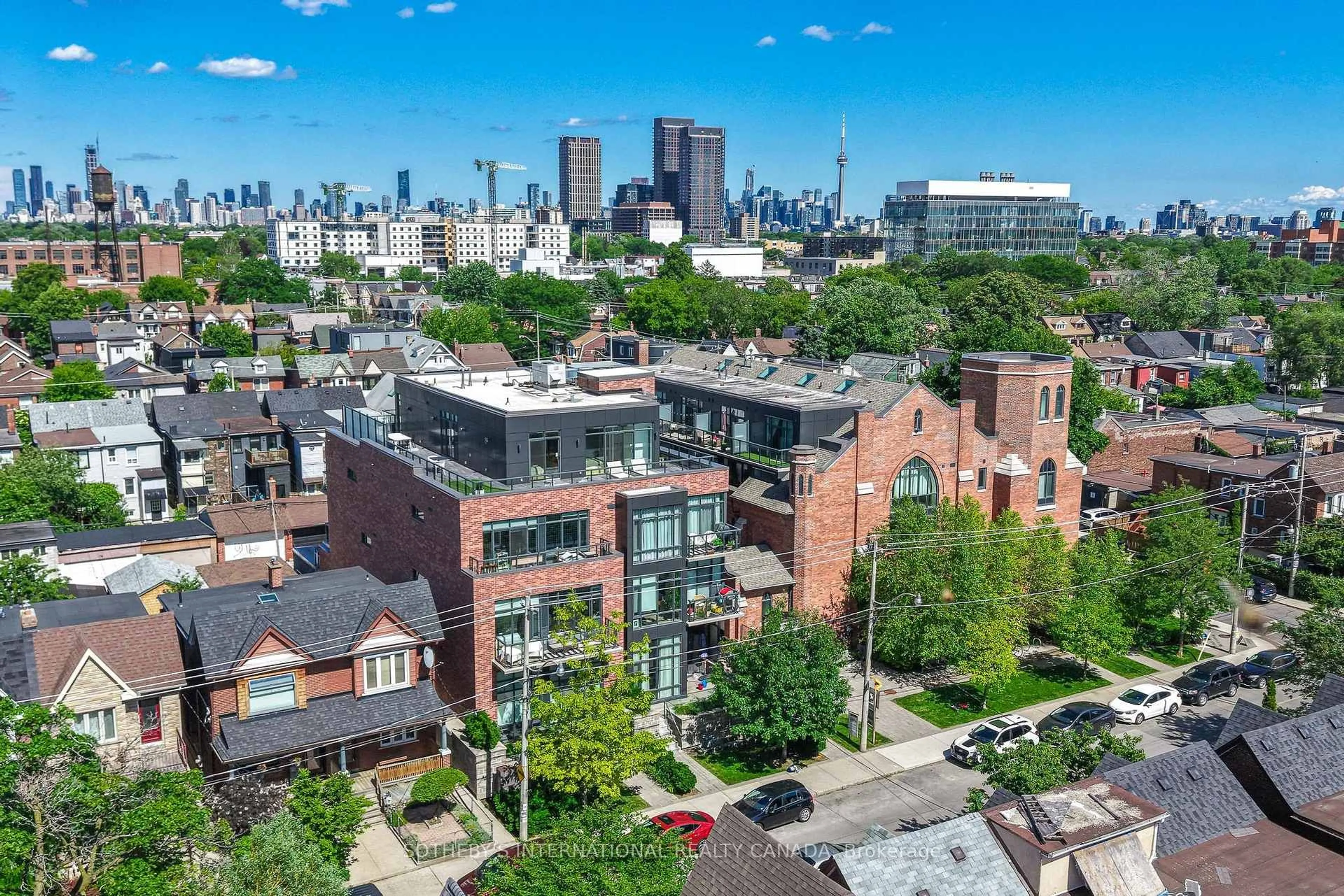 A pic from outside/outdoor area/front of a property/back of a property/a pic from drone, city buildings view from balcony for 245 Perth Ave #104, Toronto Ontario M6P 3X9