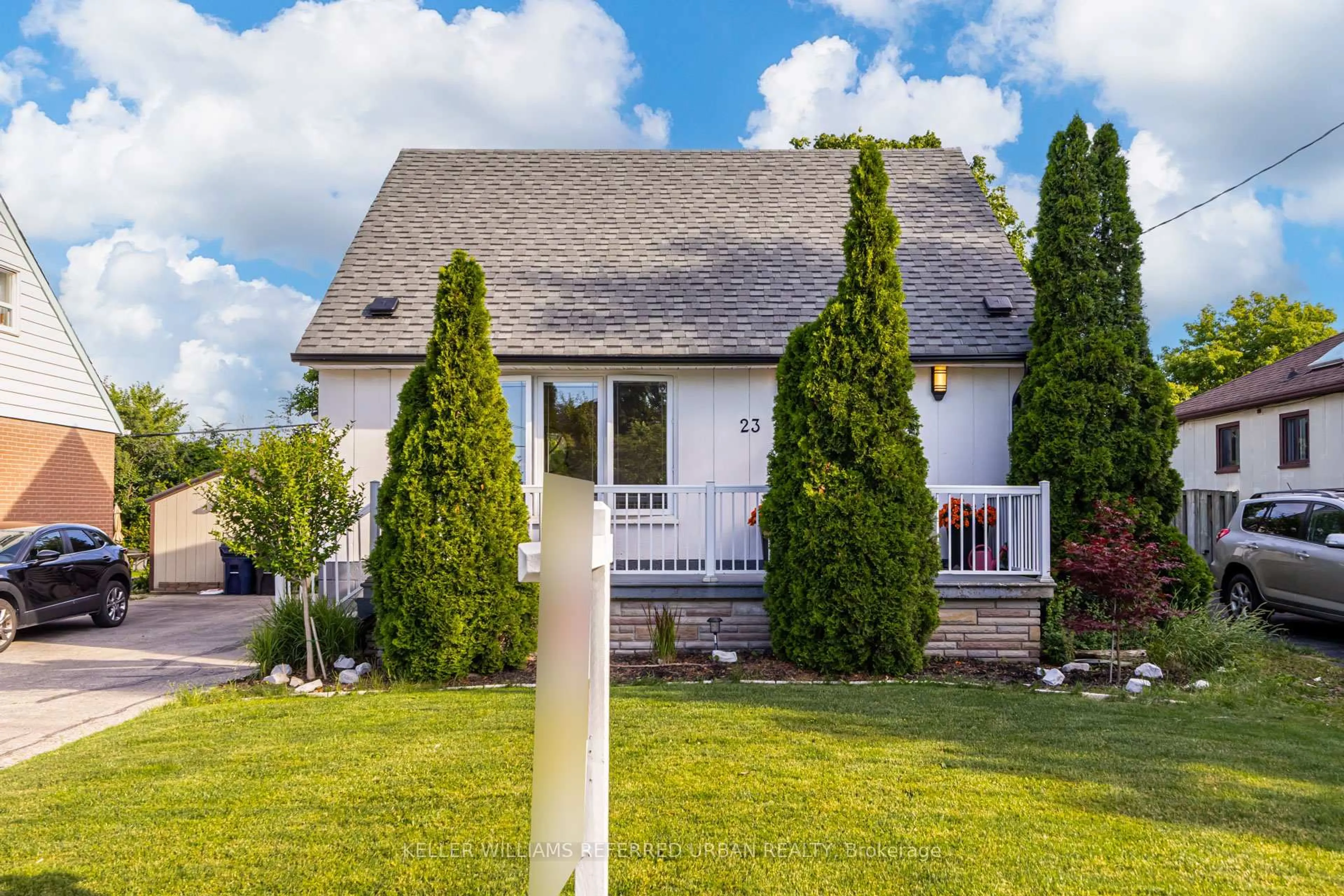 Home with vinyl exterior material, street for 23 Allenby Ave, Toronto Ontario M9W 1S5