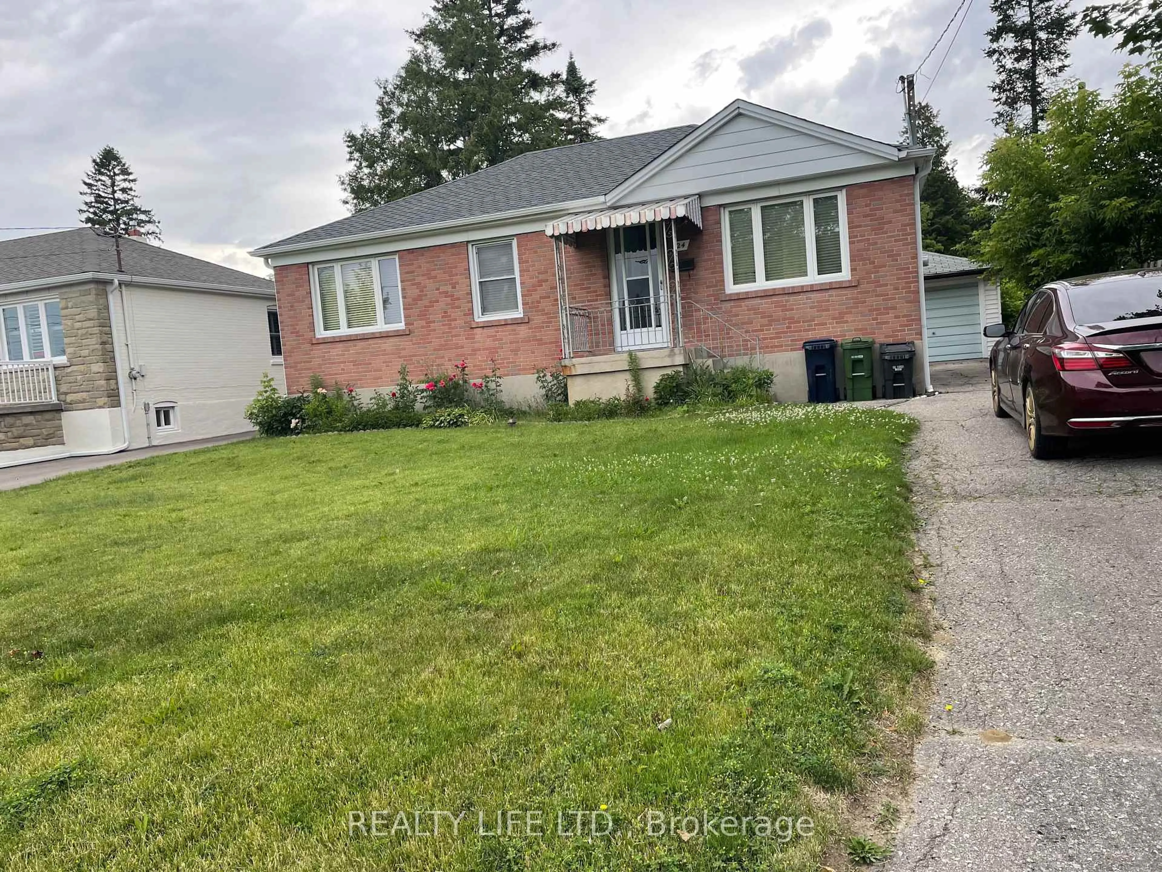 Home with brick exterior material, street for 24 Battersea Cres, Toronto Ontario M6L 1G8