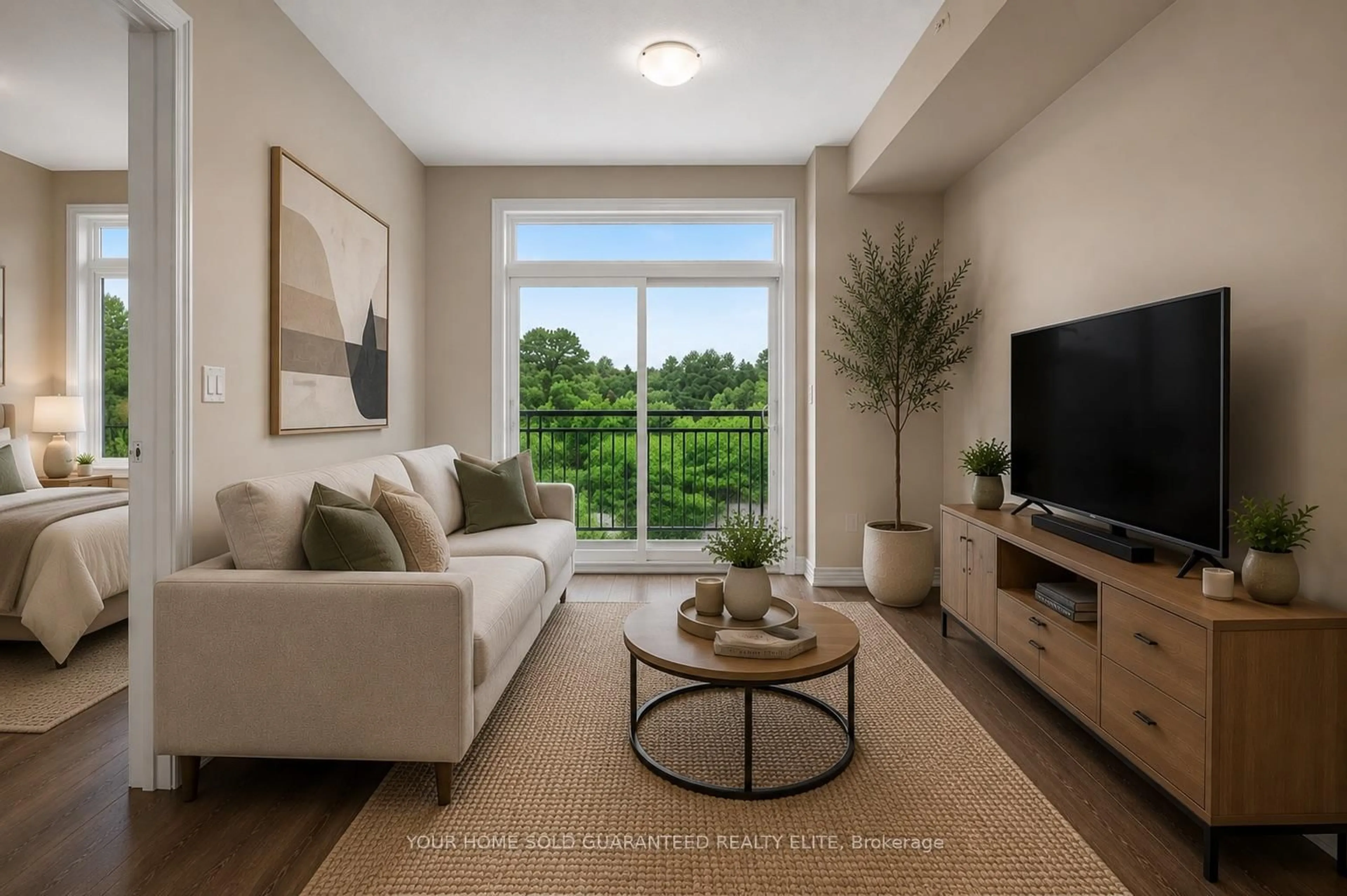 Living room with furniture, unknown for 457 Plains Rd #322, Burlington Ontario L7T 0B8