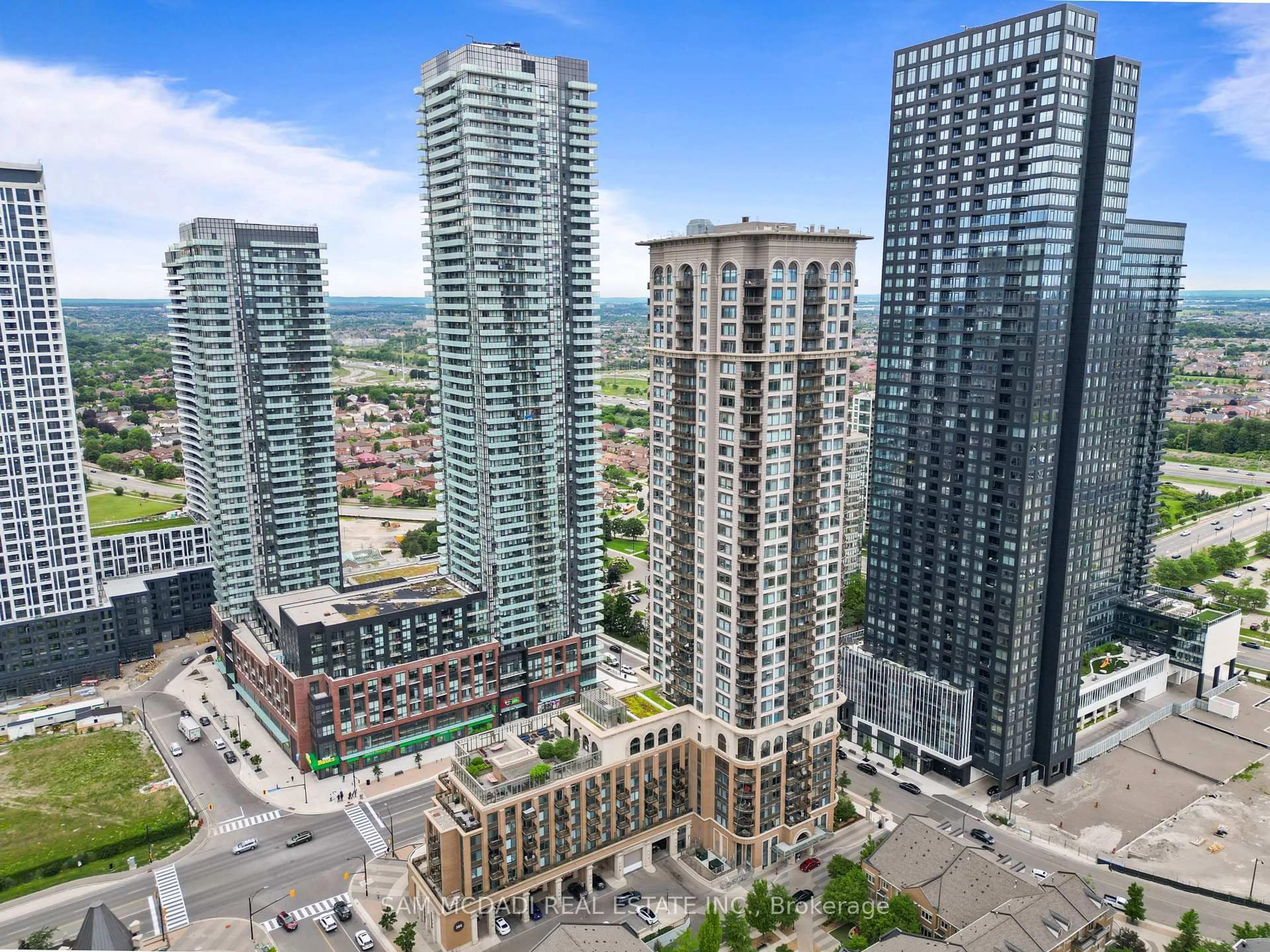 A pic from outside/outdoor area/front of a property/back of a property/a pic from drone, city buildings view from balcony for 385 Prince Of Wales Dr #1611, Mississauga Ontario L5B 0C6