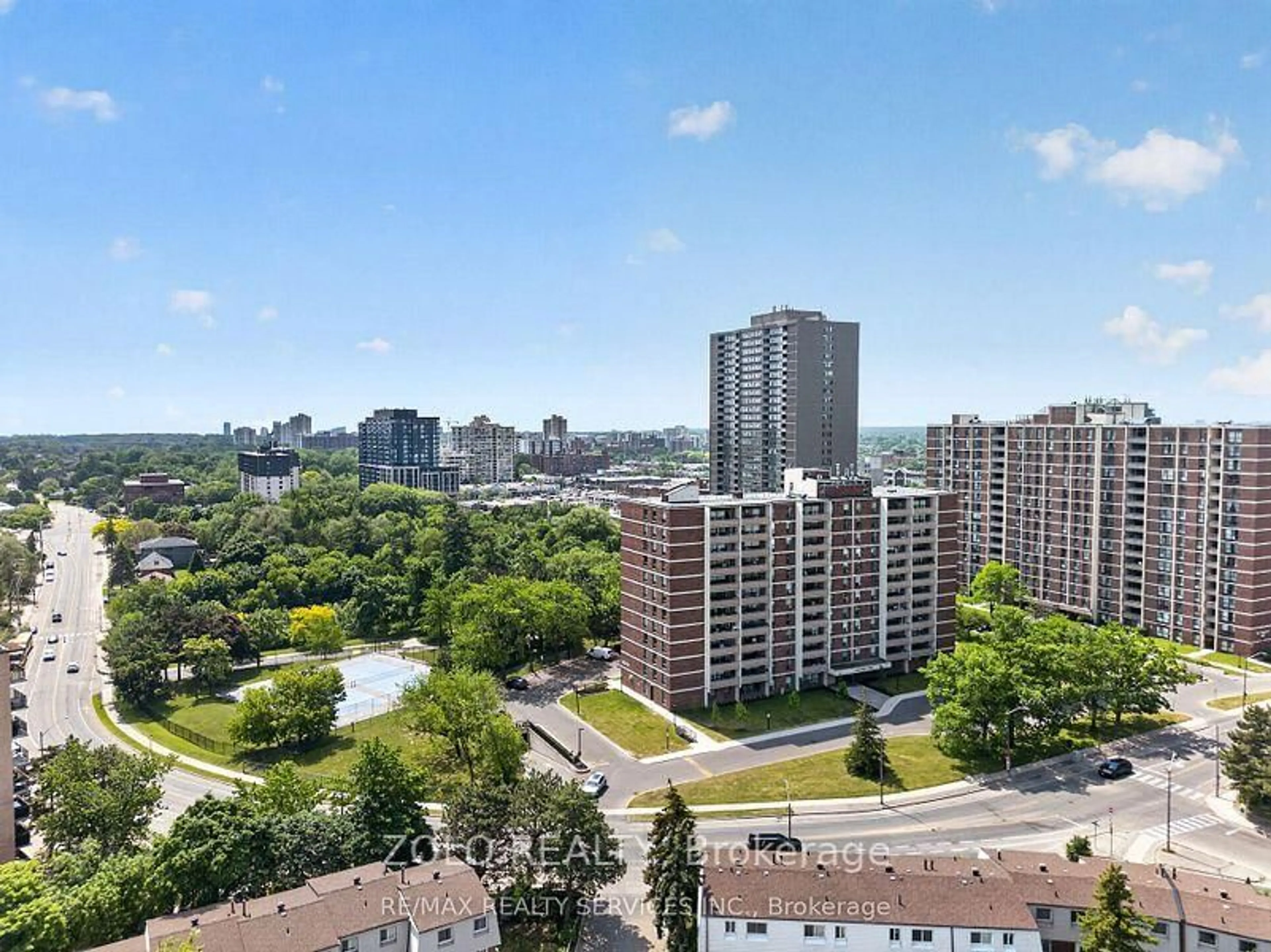A pic from outside/outdoor area/front of a property/back of a property/a pic from drone, city buildings view from balcony for 3120 Kirwin Ave #1102, Mississauga Ontario L5A 3R2