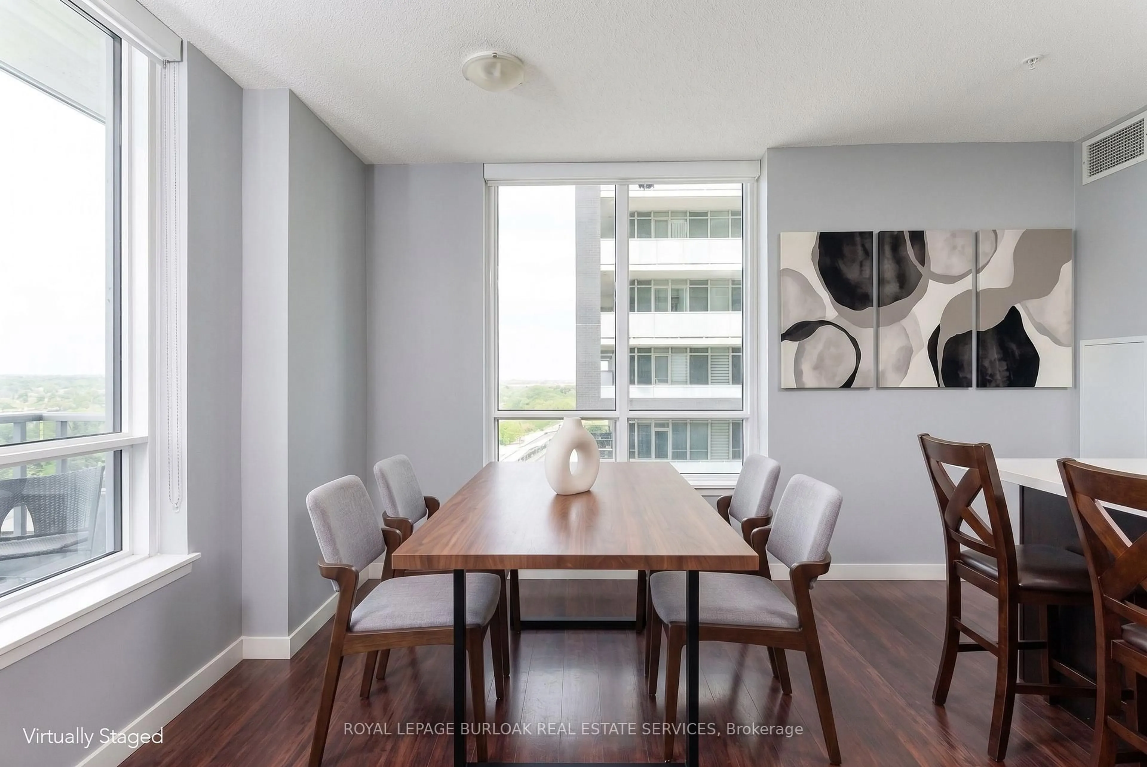 Dining room, wood/laminate floor for 2081 Fairview St #1201, Burlington Ontario L7R 0E4