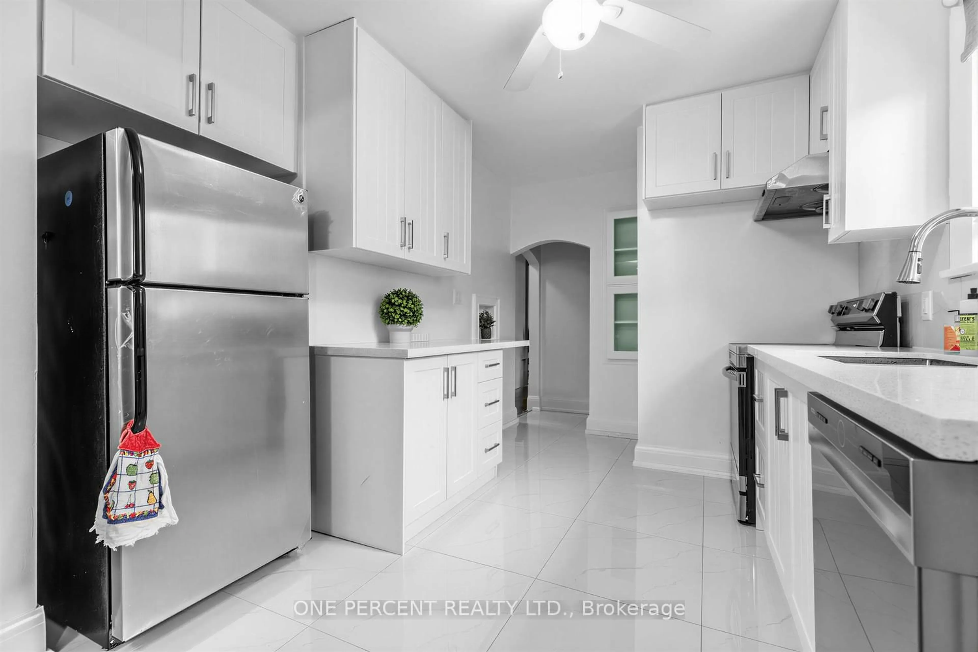 Standard kitchen, ceramic/tile floor for 107 Lonborough Ave, Toronto Ontario M6M 1X9