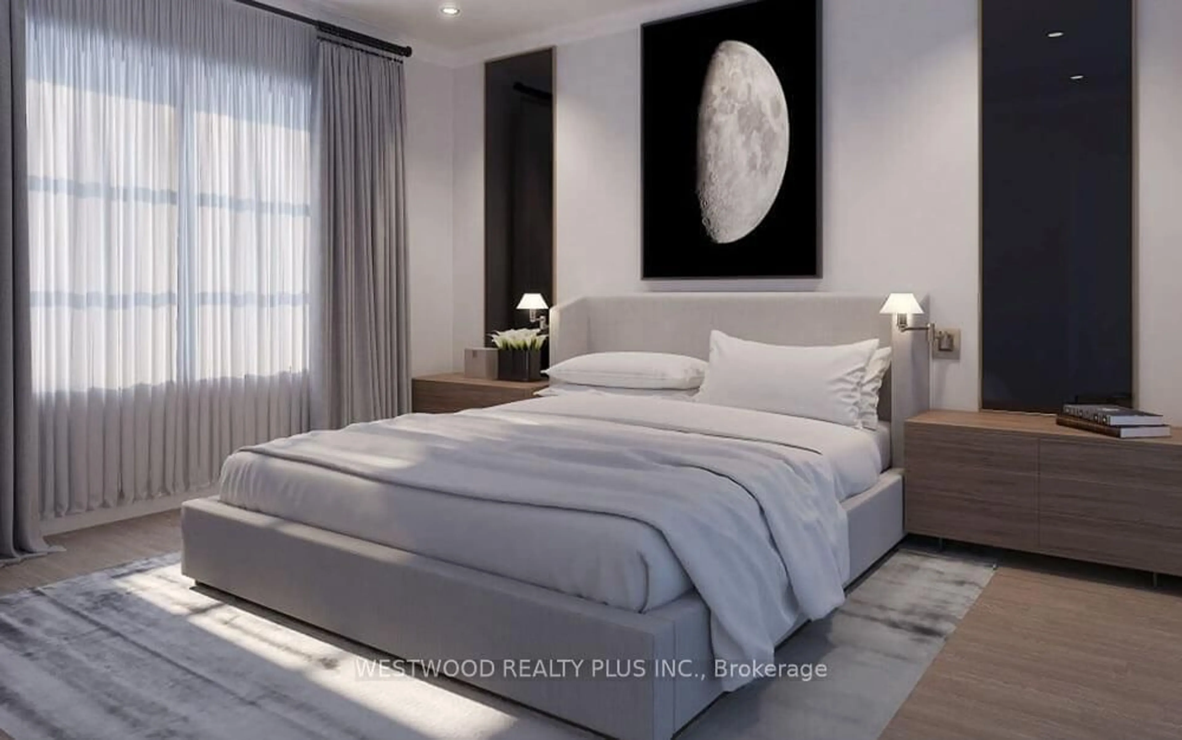 Bedroom with bed, wood/laminate floor for 5272 HEEKS Common, Burlington Ontario L7L 7B6