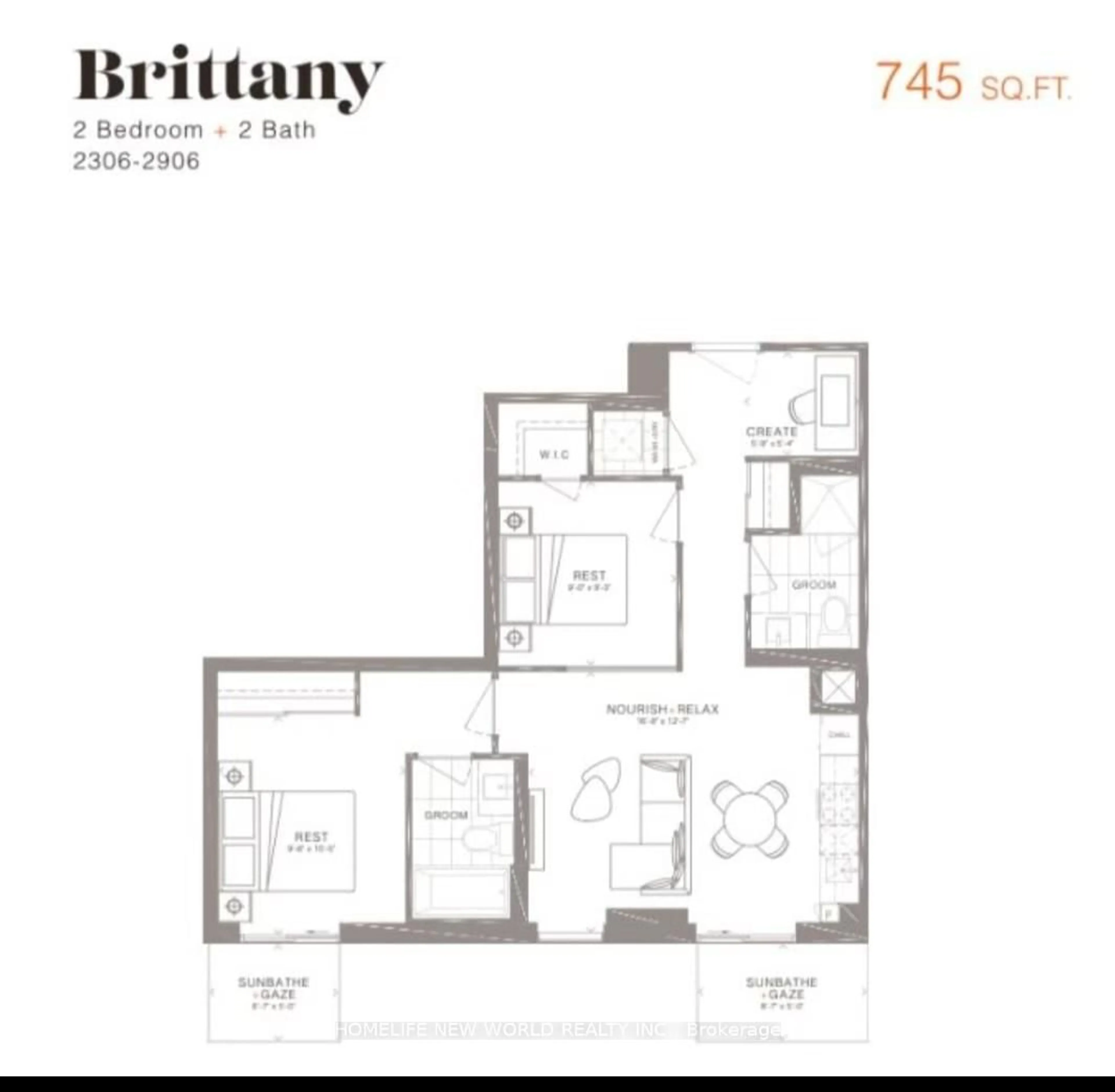 Floor plan for 251 Manitoba St #2506, Toronto Ontario M8Y 1C9