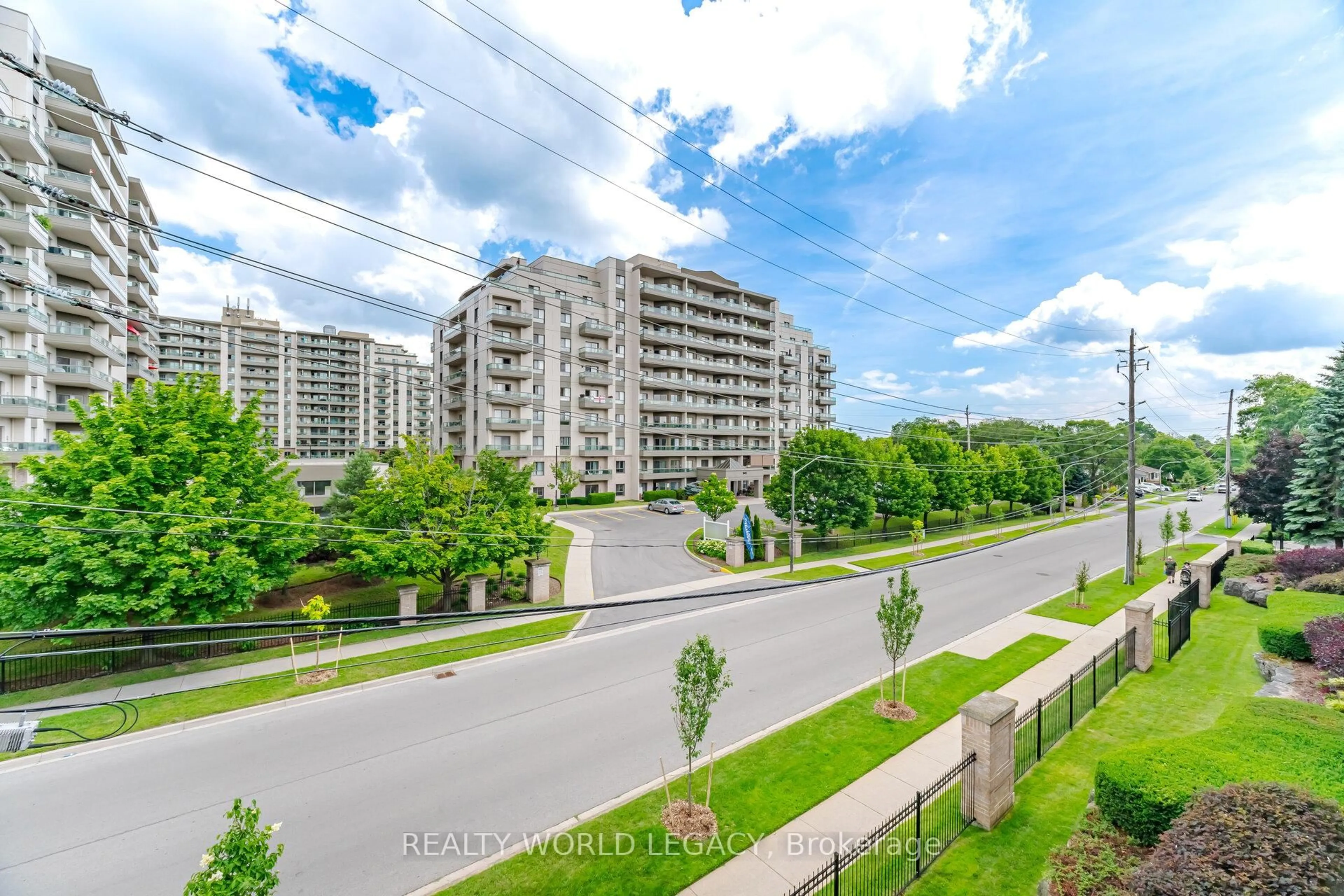 A pic from outside/outdoor area/front of a property/back of a property/a pic from drone, city buildings view from balcony for 216 Plains Rd #F301, Burlington Ontario L7T 4K8