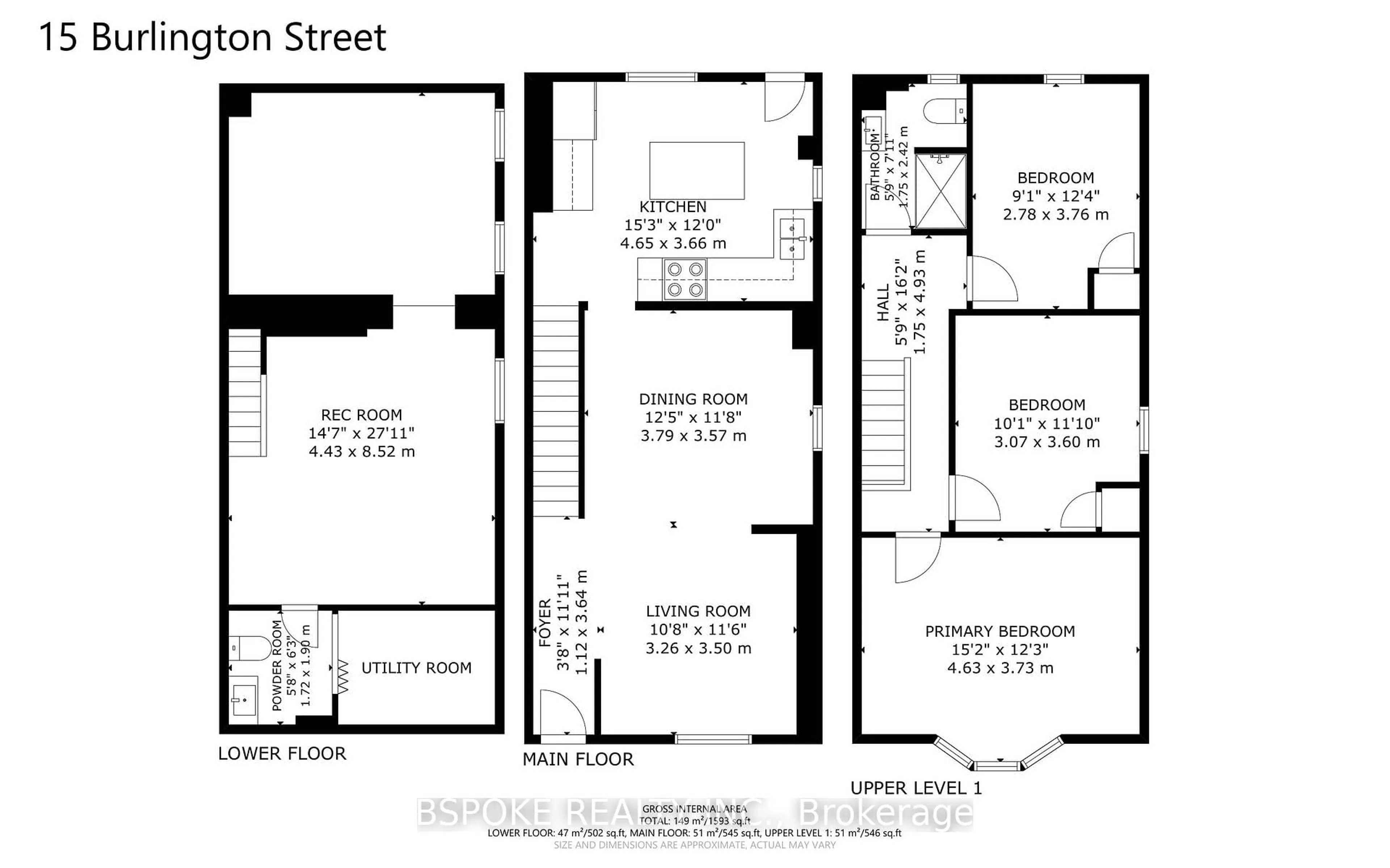 Floor plan for 15 Burlington St, Toronto Ontario M8V 2L1