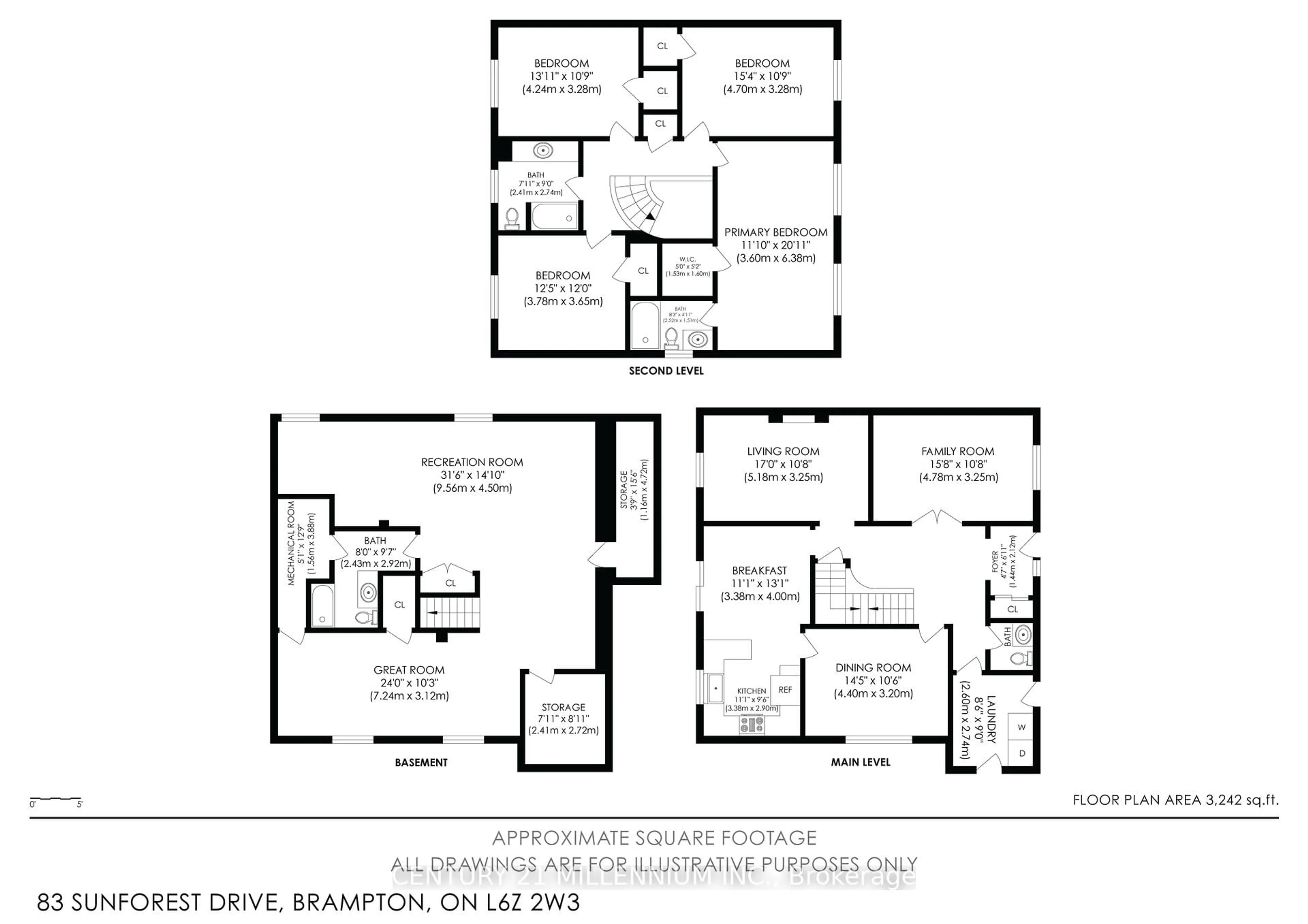 Floor plan for 83 Sunforest Dr, Brampton Ontario L6Z 2W3