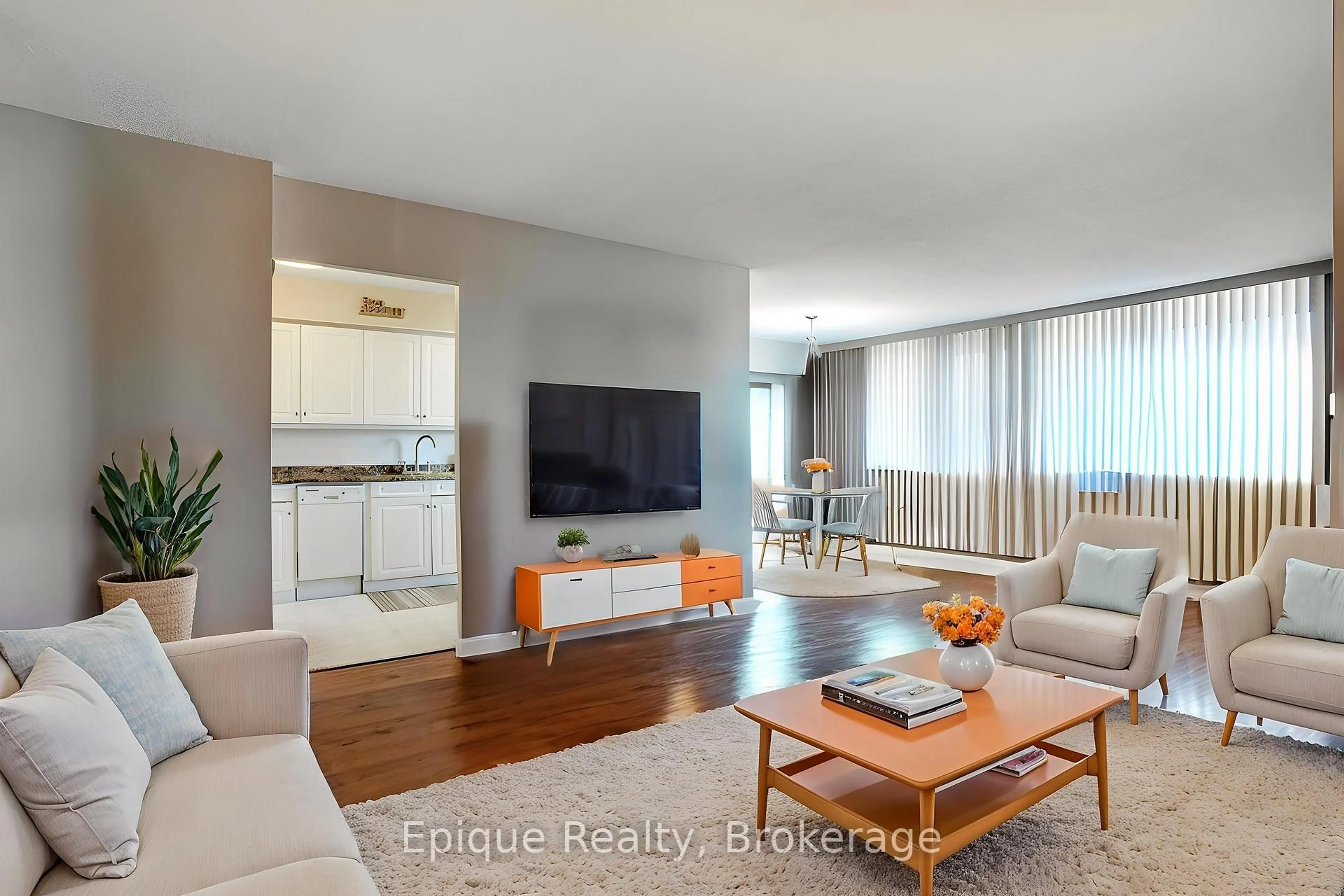 Living room with furniture, wood/laminate floor for 2055 UPPER MIDDLE Rd #409, Burlington Ontario L7P 3P4