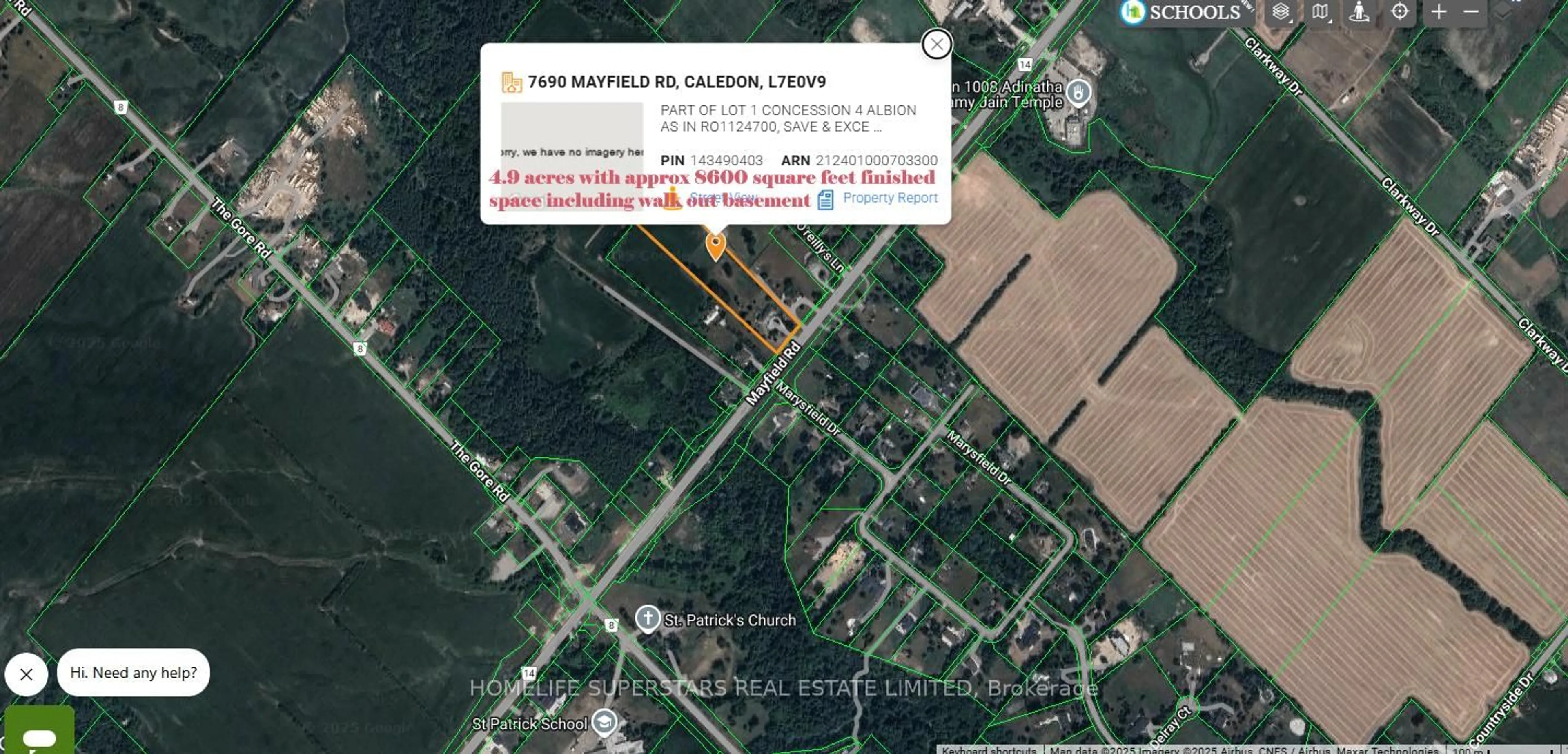 Picture of a map for 7690 Mayfield Rd, Caledon Ontario L7E 0V9