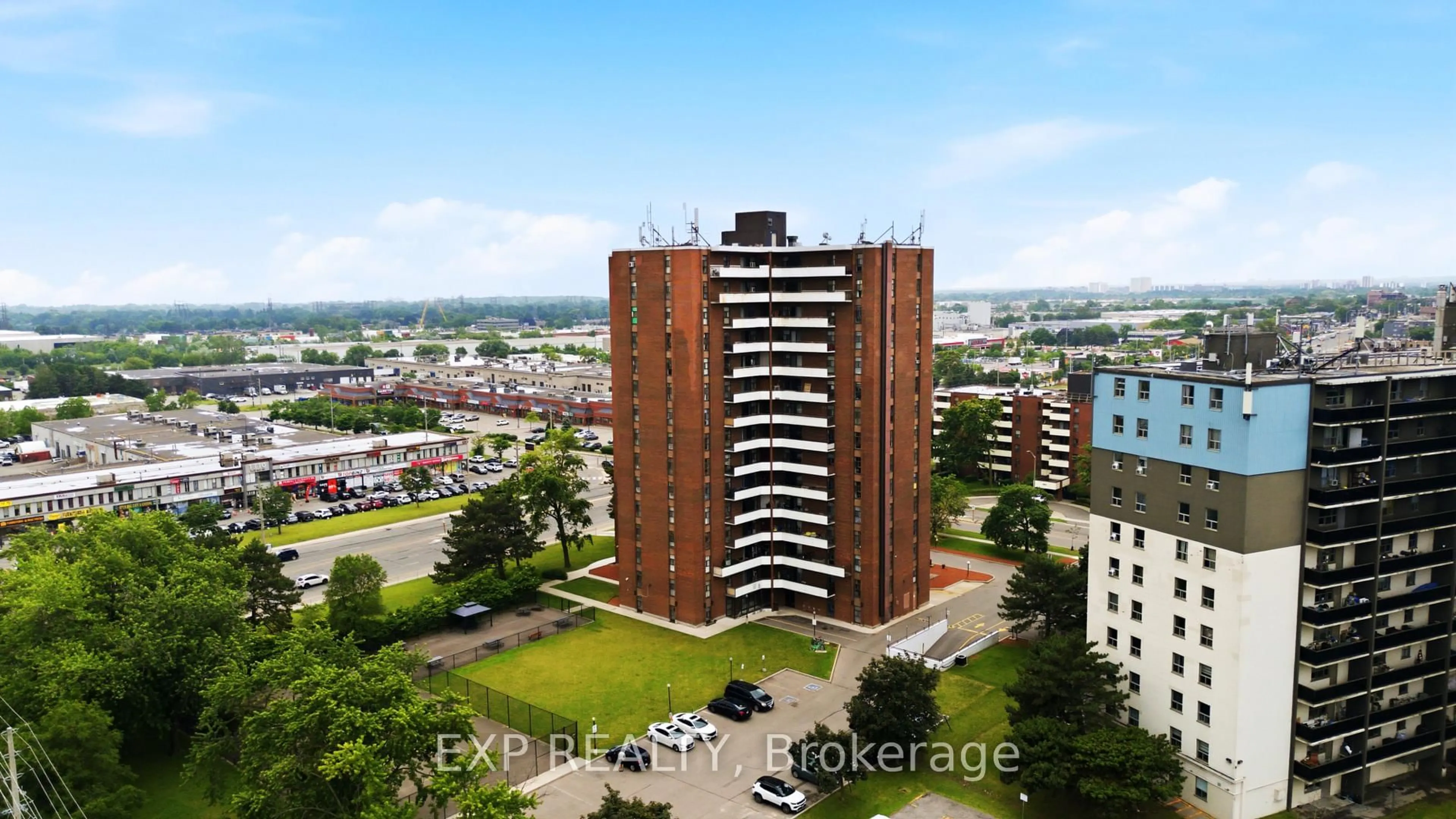 A pic from outside/outdoor area/front of a property/back of a property/a pic from drone, city buildings view from balcony for 3025 Queen Frederica Dr #201, Mississauga Ontario L4Y 3A1