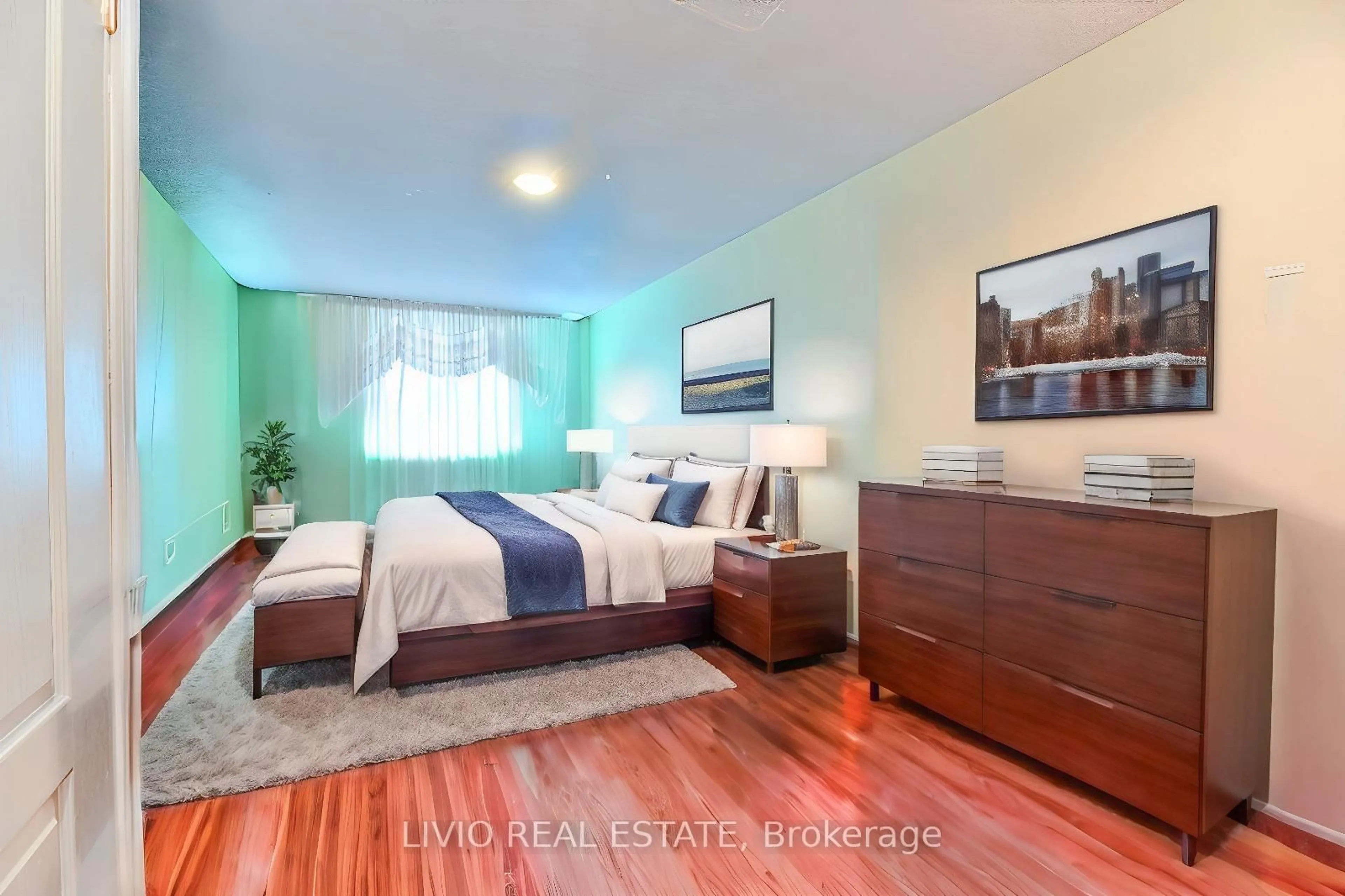 Bedroom with bed, wood/laminate floor for 2470 Eglinton Ave #706, Toronto Ontario M6M 5E7