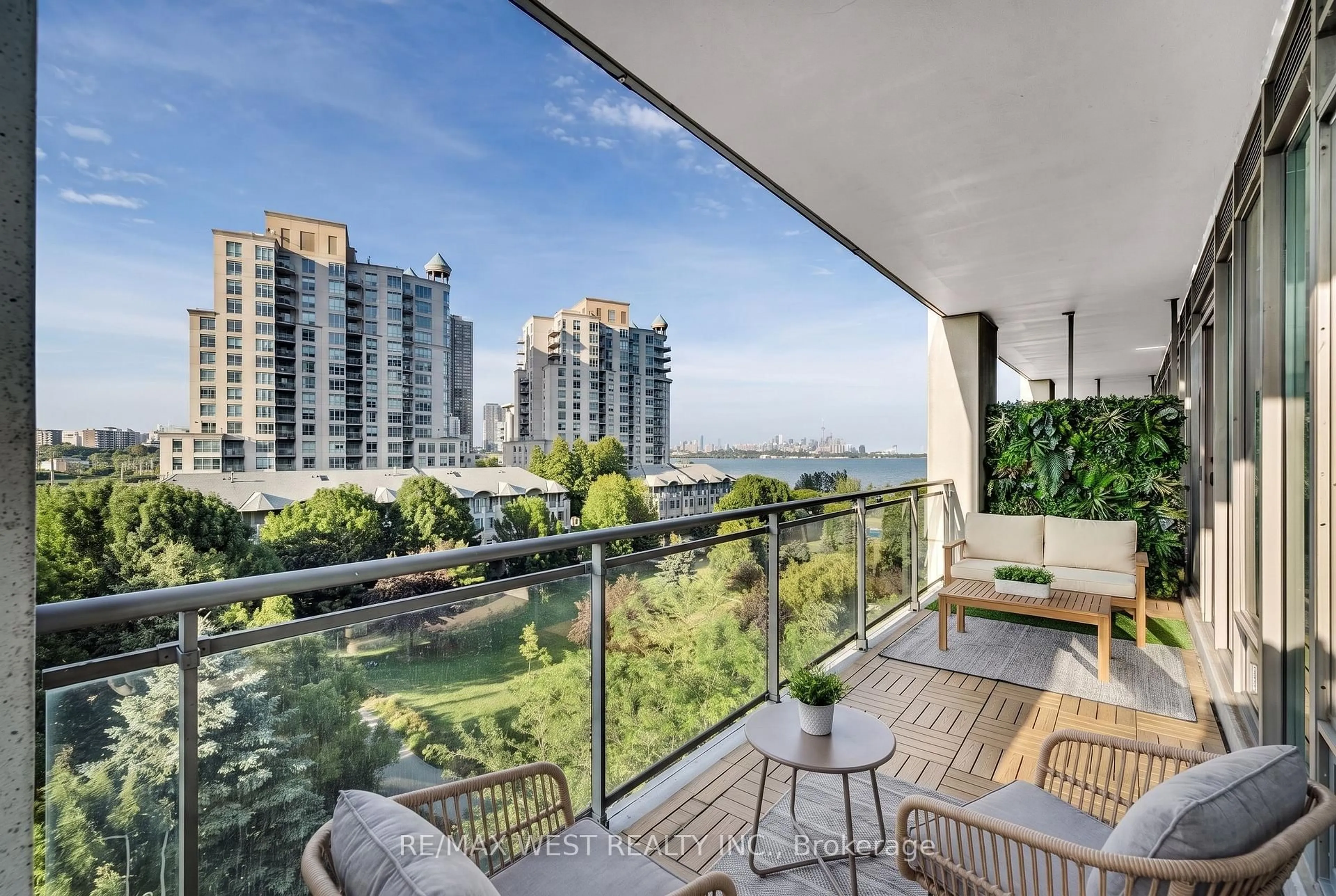 Balcony in the apartment, city buildings view from balcony for 2119 Lake Shore Blvd #604, Toronto Ontario M8V 4E8