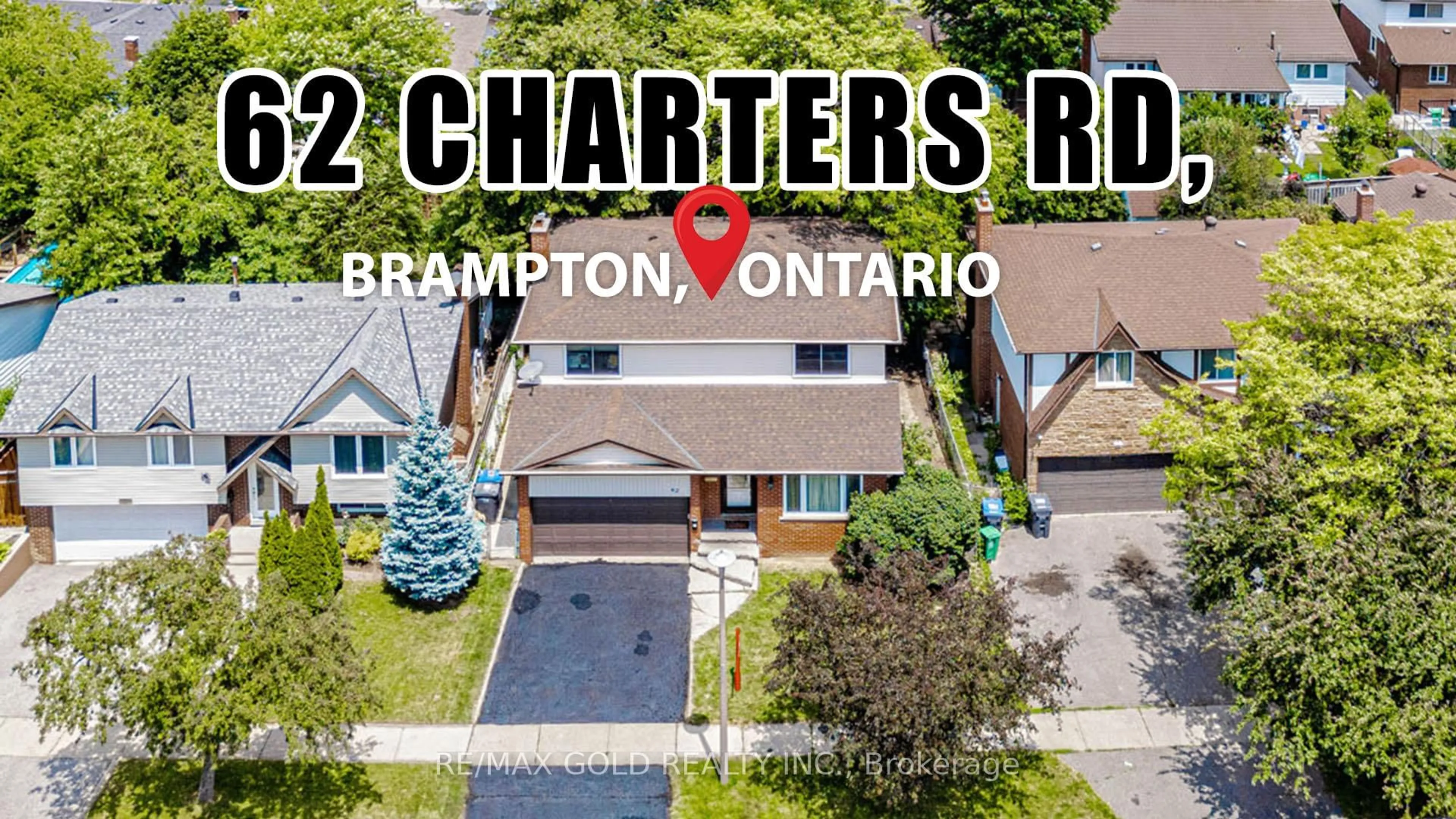 A pic from outside/outdoor area/front of a property/back of a property/a pic from drone, street for 62 Charters Rd, Brampton Ontario L6V 2S5