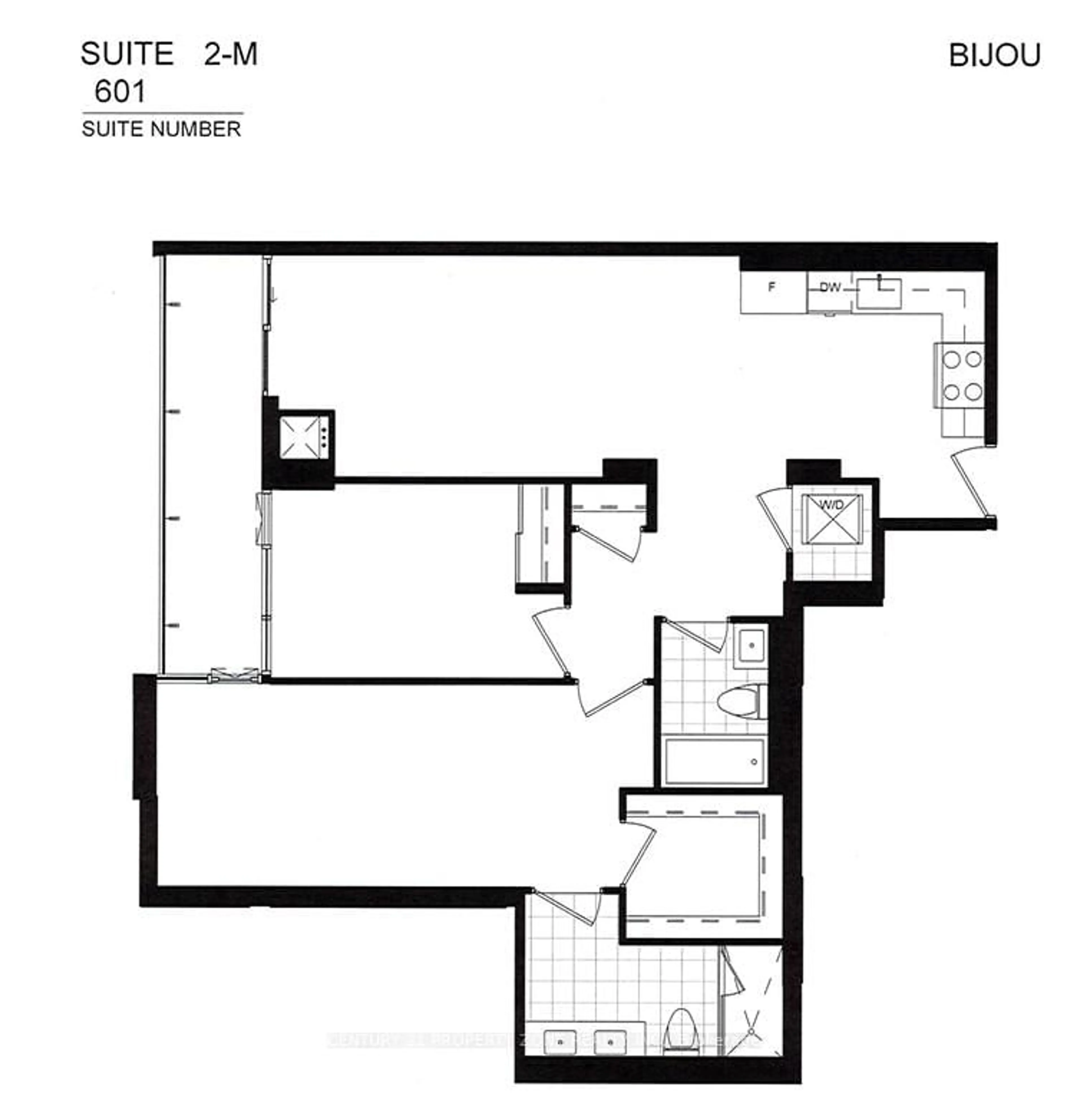 Floor plan for 2450 Bloor St #601, Toronto Ontario M6S 1R2