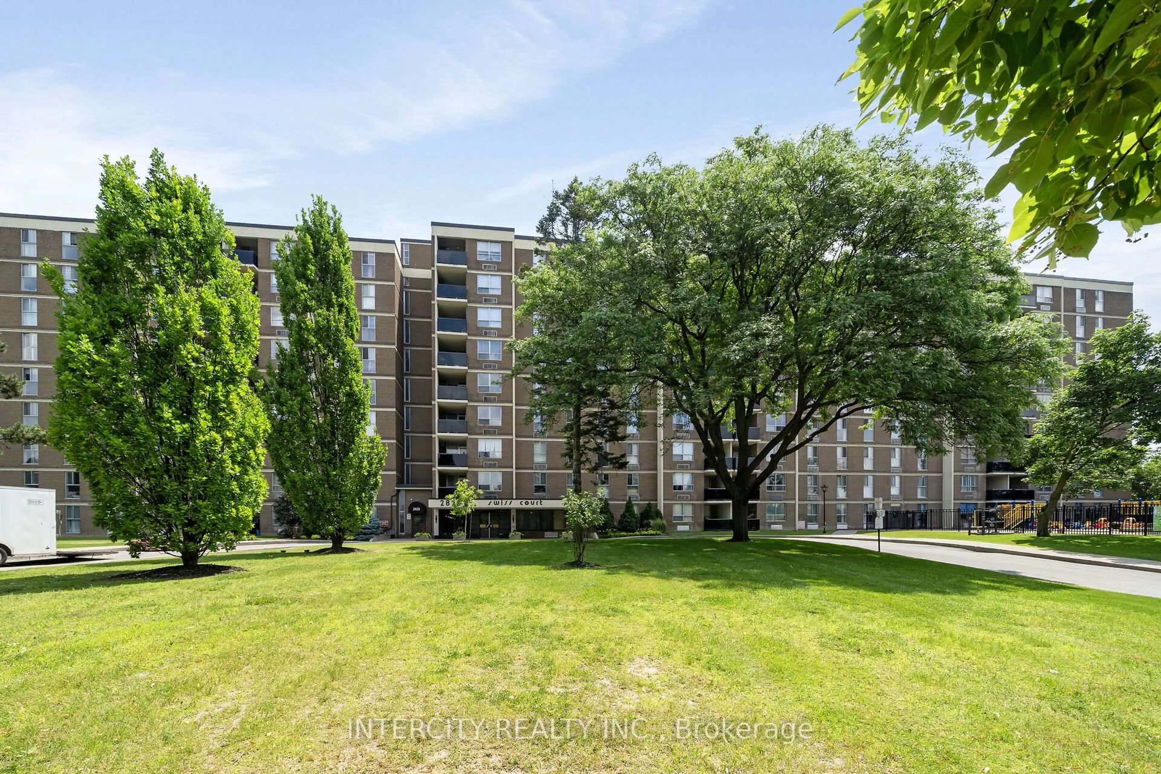 A pic from outside/outdoor area/front of a property/back of a property/a pic from drone, unknown for 2825 Islington Ave #302, Toronto Ontario M9L 2K1