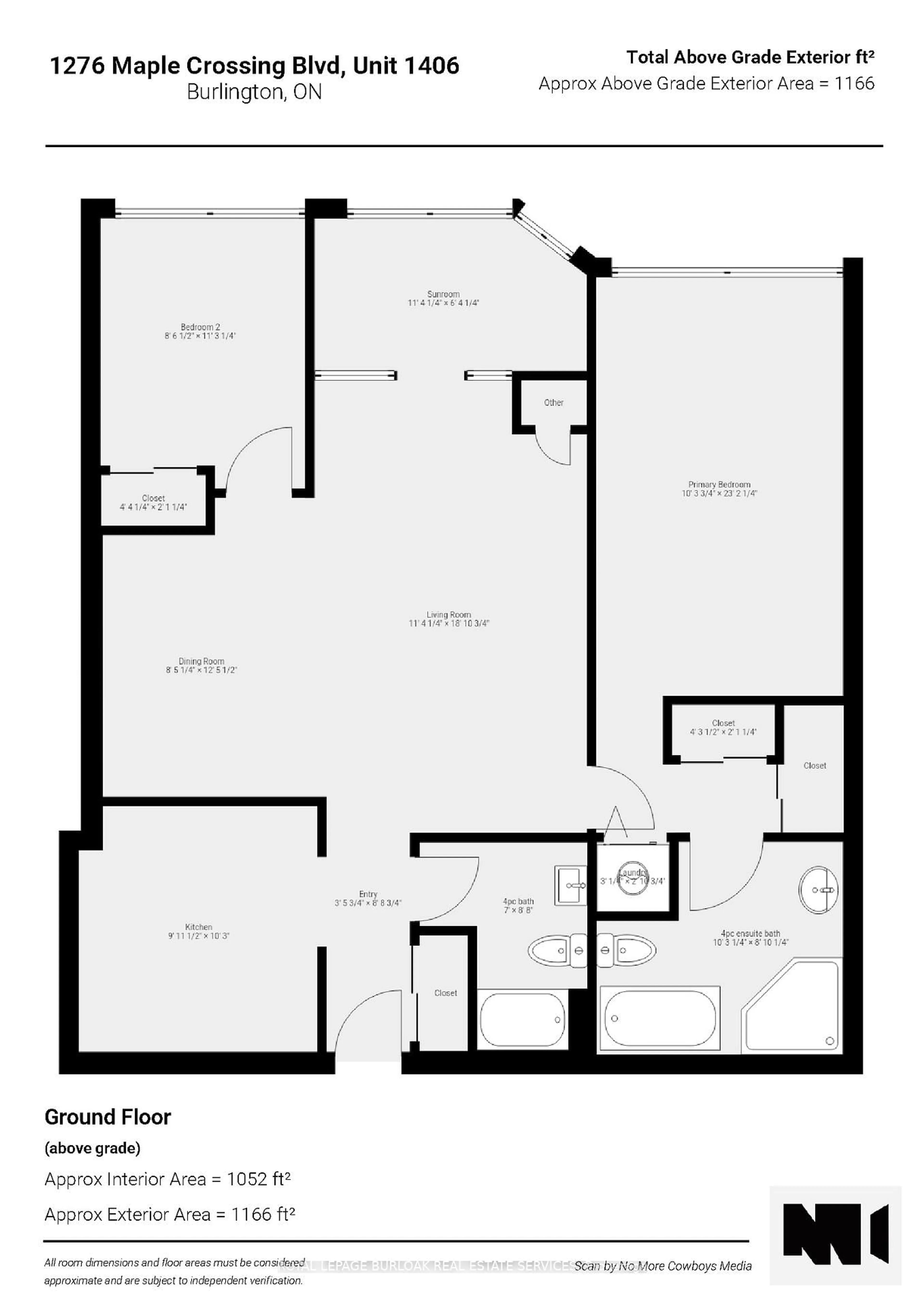 Floor plan for 1276 Maple Crossing Blvd #1406, Burlington Ontario L7S 2J9