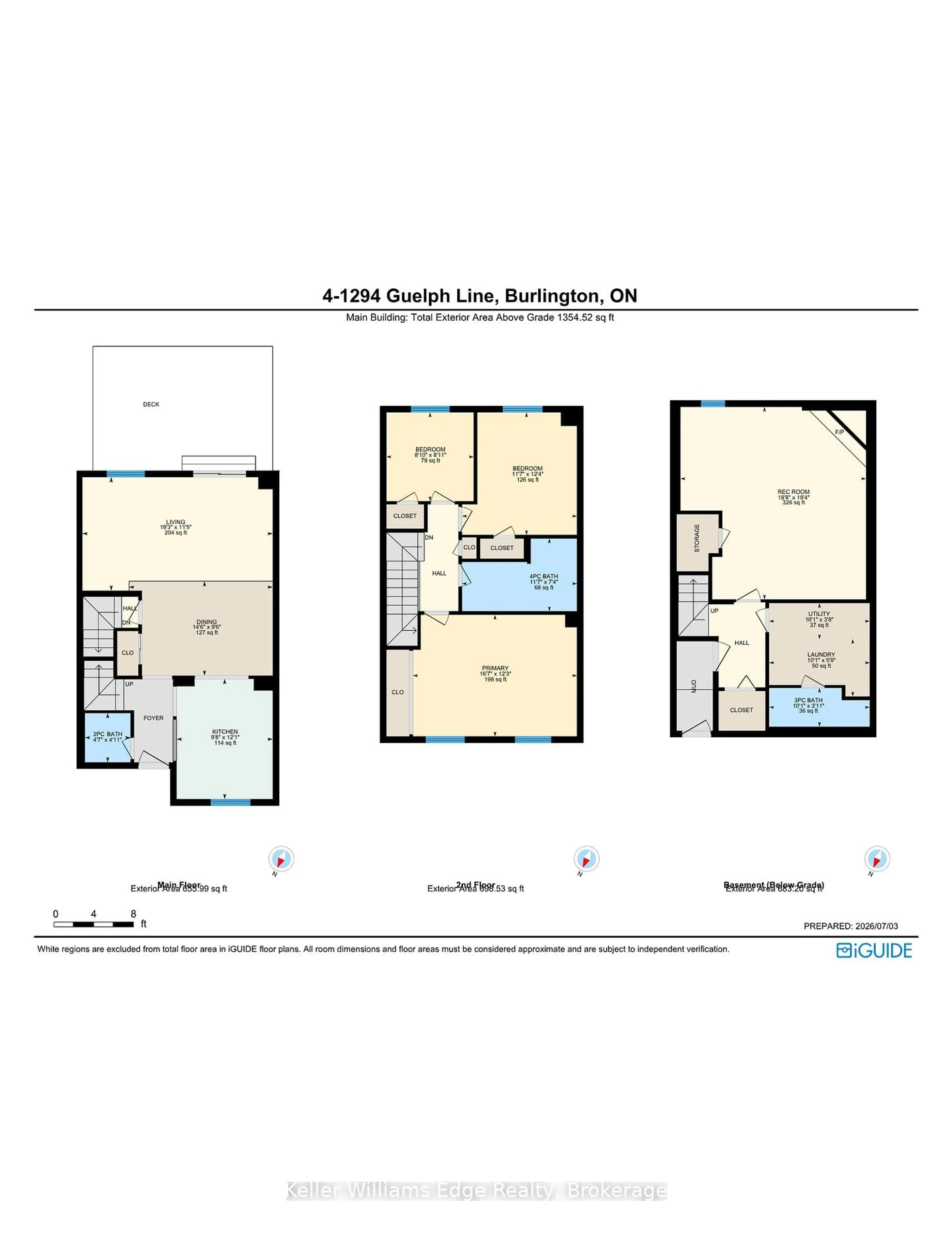 Floor plan for 1294 Guelph Line #4, Burlington Ontario L7P 2S9
