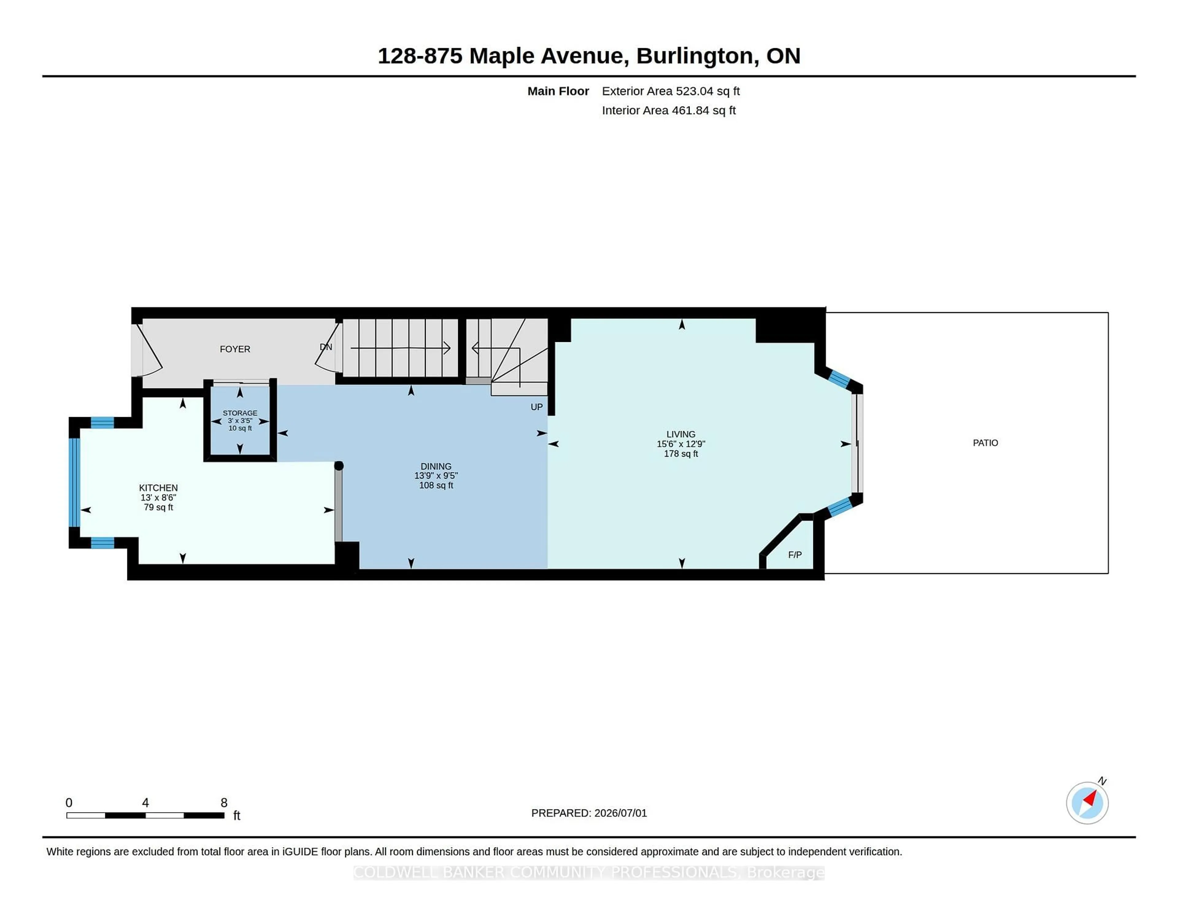 Floor plan for 895 Maple Ave #128, Burlington Ontario L7S 2H7