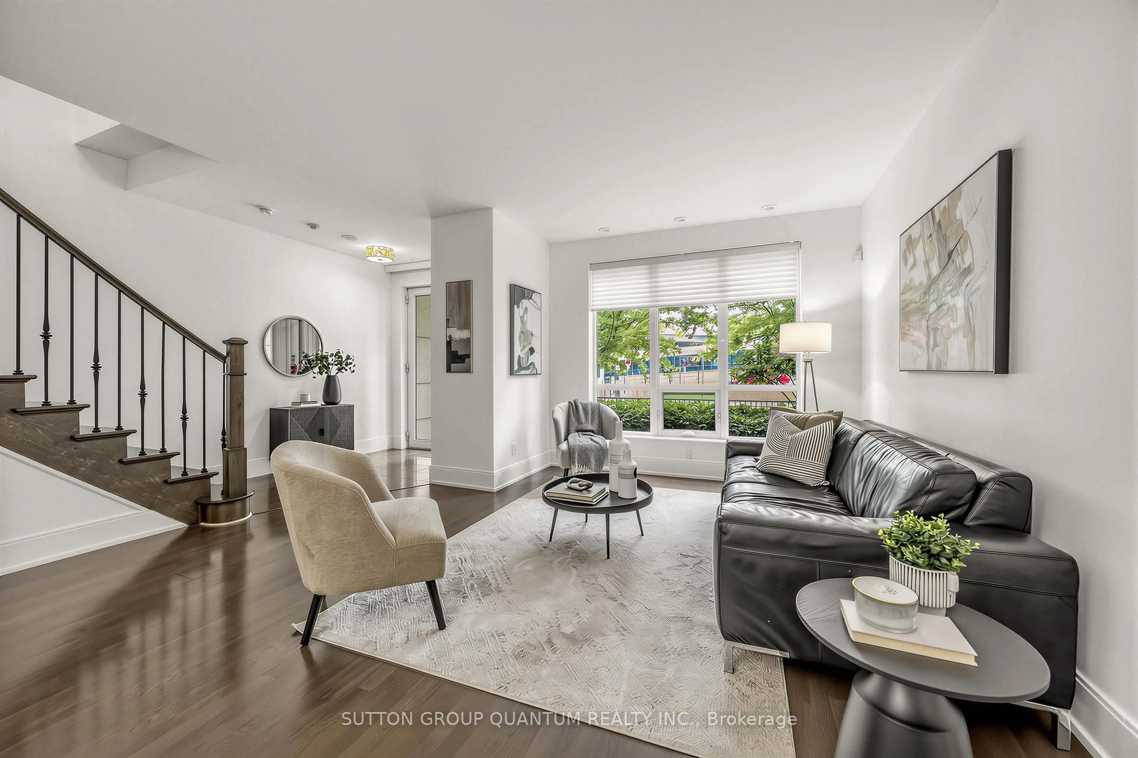 Living room with furniture, unknown for 15 Viking Lane #Th02, Toronto Ontario M9B 0A4