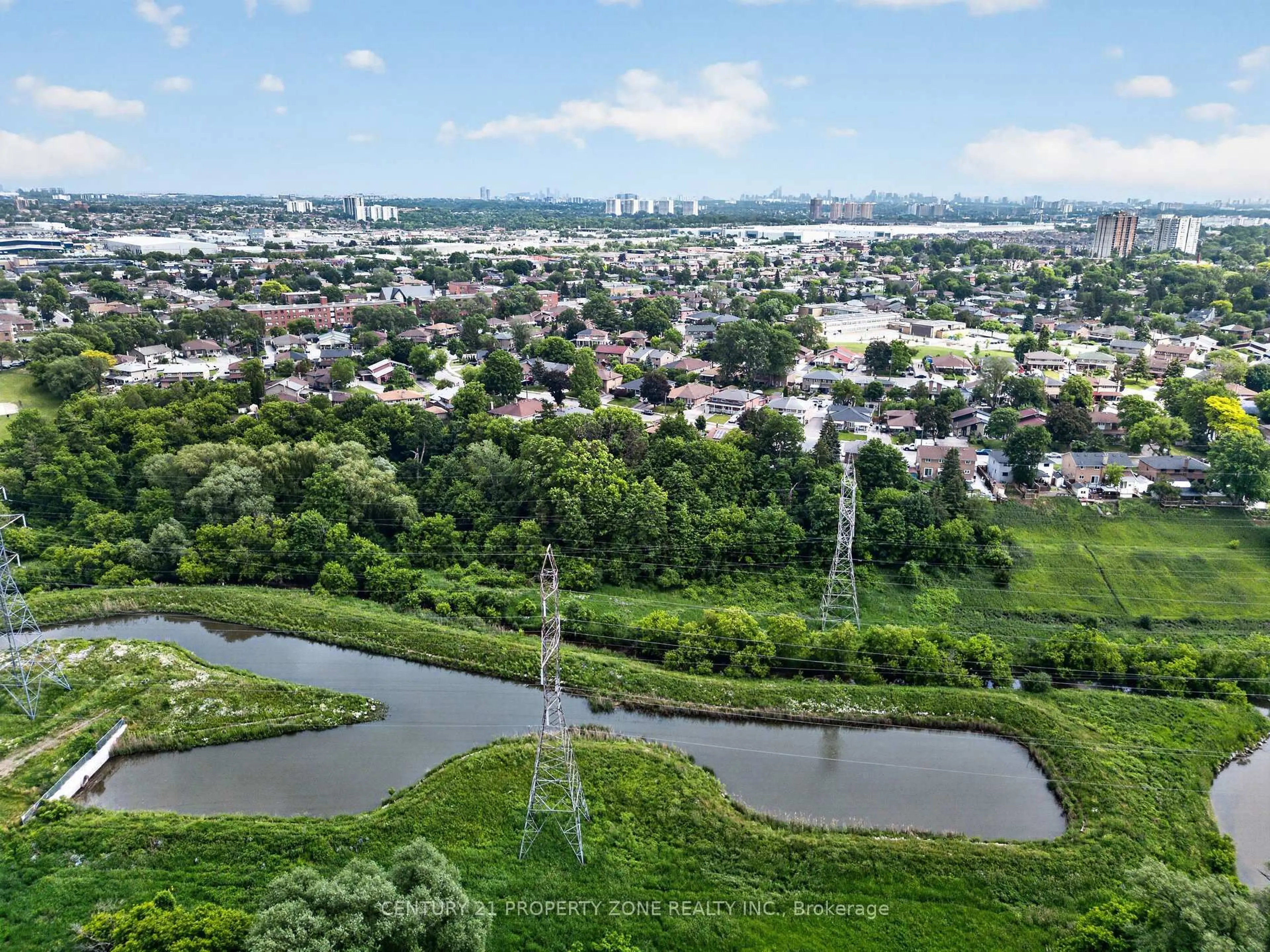 A pic from outside/outdoor area/front of a property/back of a property/a pic from drone, water/lake/river/ocean view for 121 Saint Lucie Dr, Toronto Ontario M9M 1T4