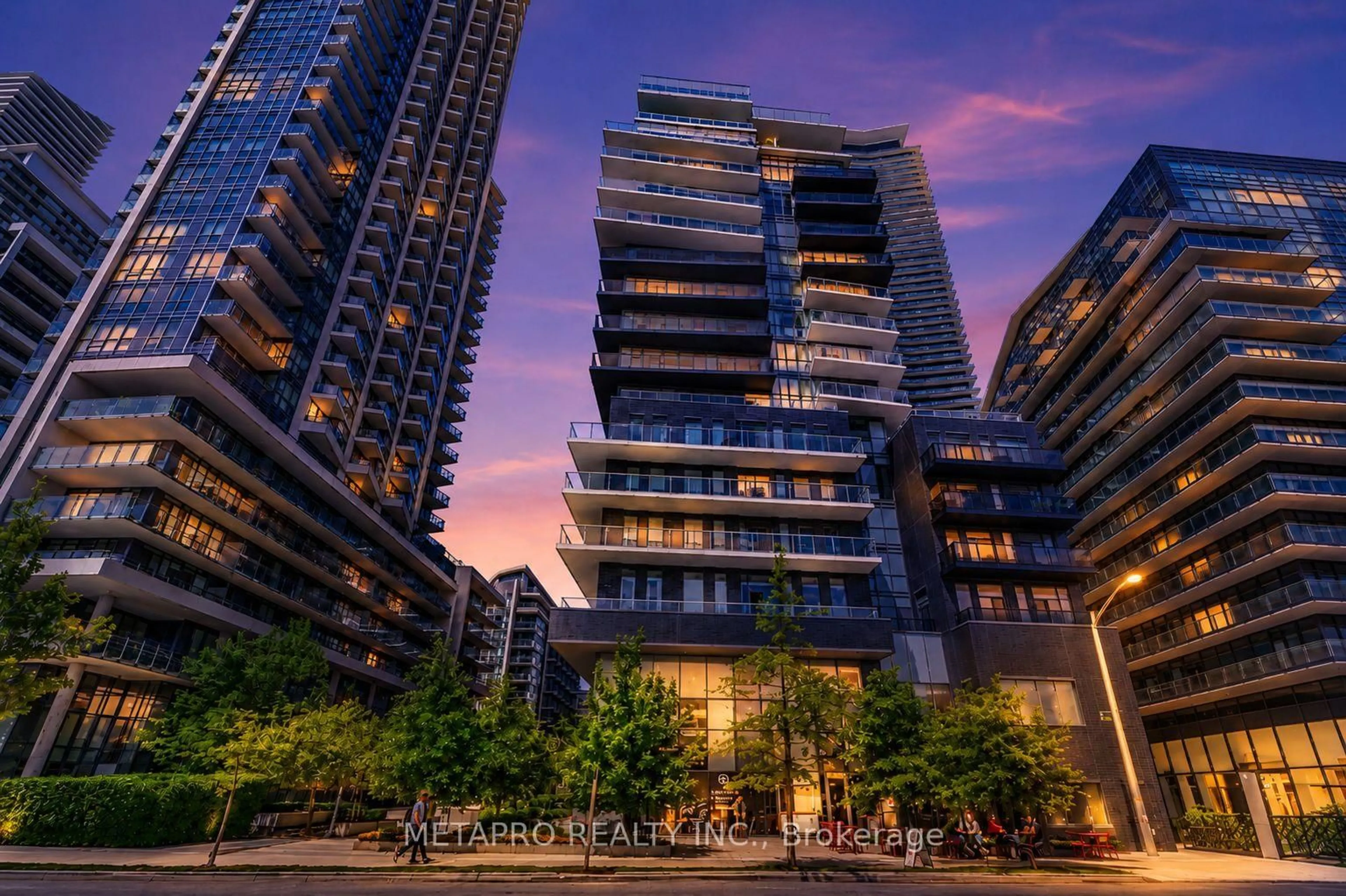 Patio, city buildings view from balcony for 110 Marine Parade Dr #809, Toronto Ontario M8V 0A3